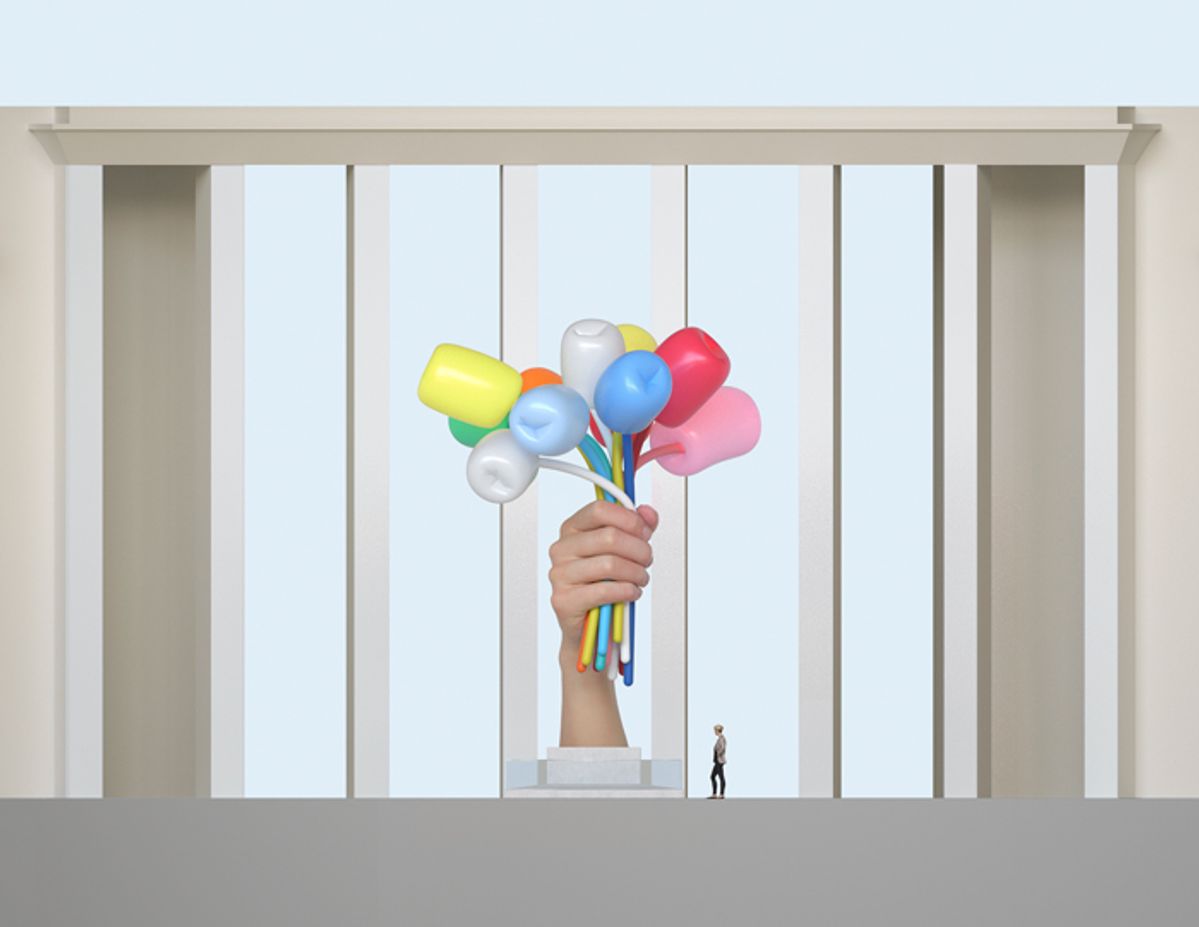 Jeff Koons, Bouquet of Tulips, vue 3D, 2017. Courtesy noirmontartproduction