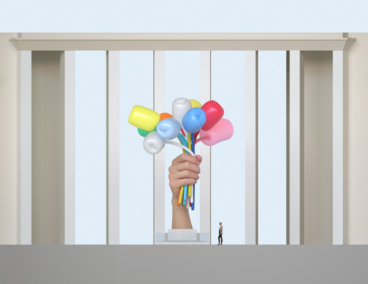 Jeff Koons, Bouquet of Tulips, vue 3D, 2017. Courtesy noirmontartproduction