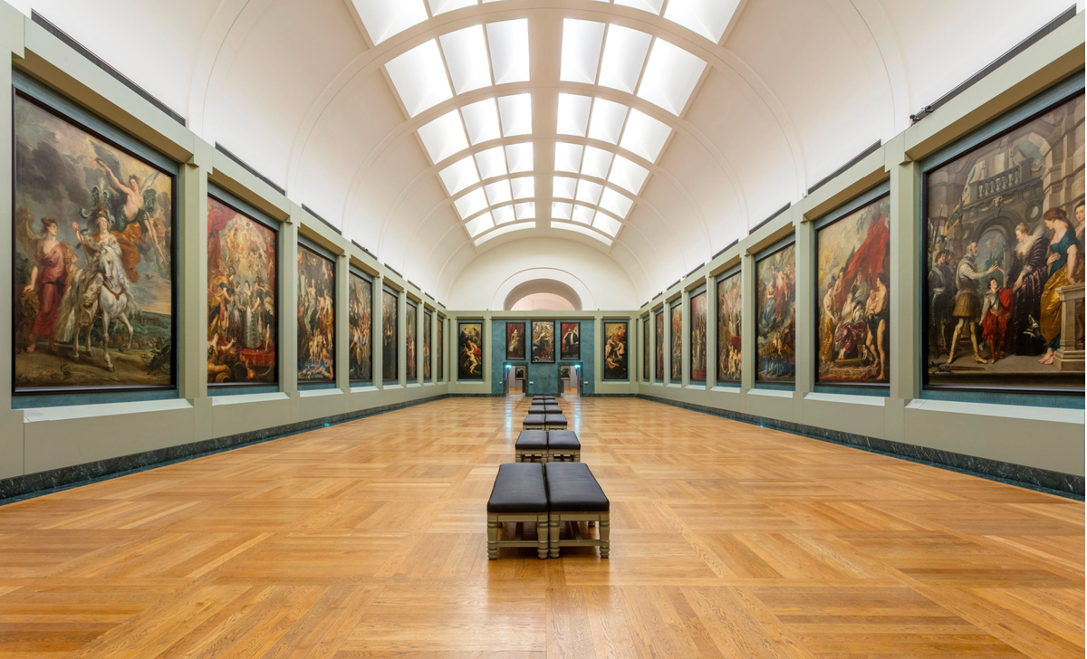 Les vingt-quatre peintures monumentales du Cycle de Marie de Médicis de Pierre Paul Rubens exposées dans la galerie Médicis, située dans l'aile Richelieu, au 2e étage, salle 801, du musée du Louvre, à Paris. © 2019 Musée du Louvre / Nicolas Guiraud
