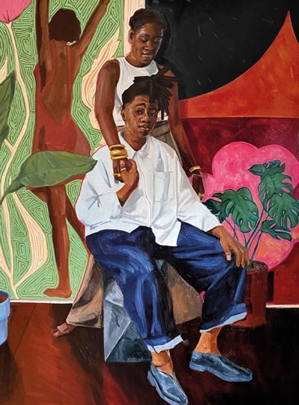 Riley Holloway, Love on Display, 2024, huile et pastel gras sur toile. Courtesy de l’artiste et de Backslash