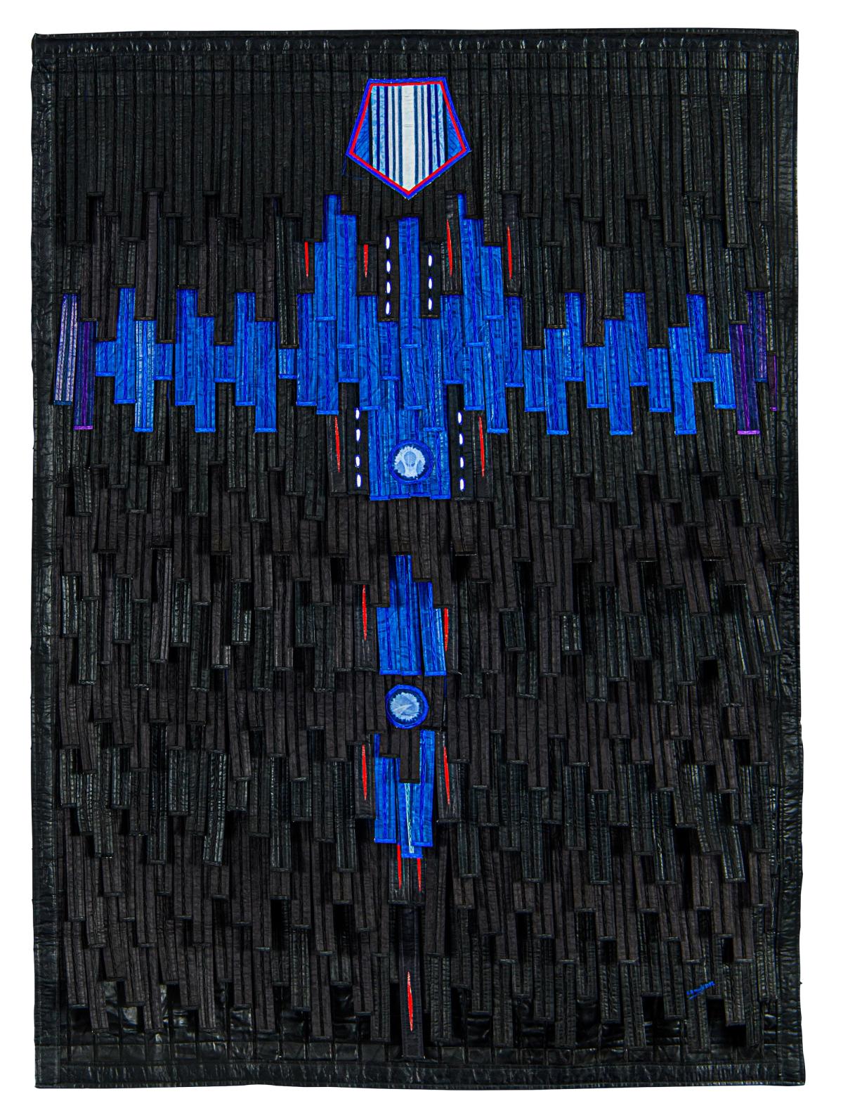 Abdoulaye Konaté, Pentagone, 2022, bazin. Courtesy La Galerie 38.
Photo : Fouad Maazouz