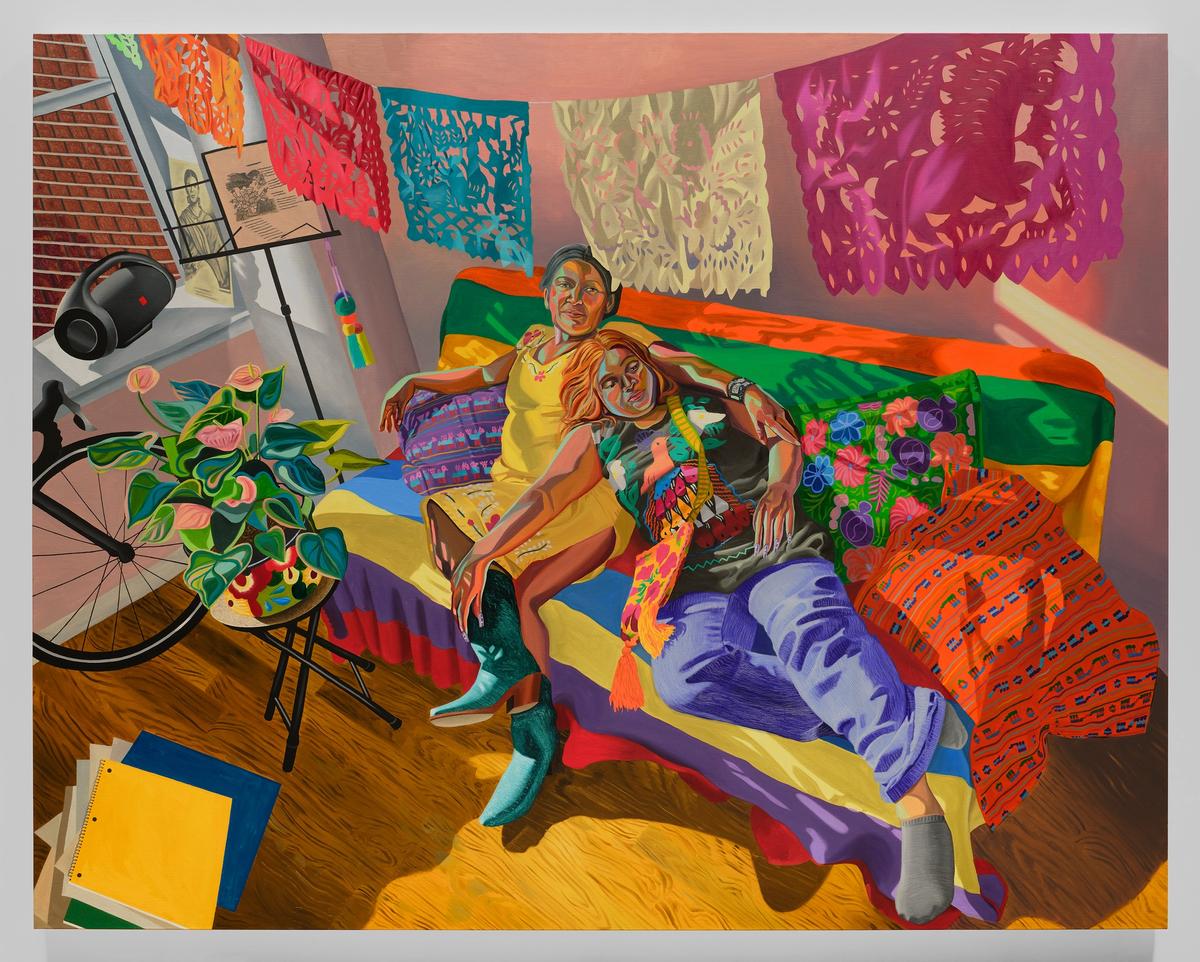Aliza Nisenbaum, Pedacito de Sol (Vero y Marissa), 2022, huile sur toile. Courtesy de l’artiste et Anton Kern Gallery, New York. Photo Thomas Barratt