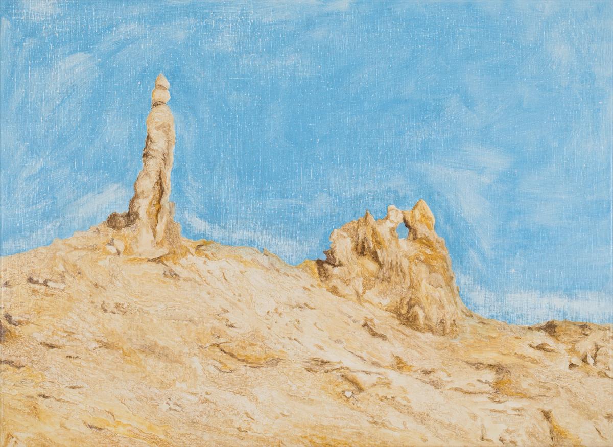 Hamishi Farah, Untitled (Loth’s Wife), 2025, huile sur toile. Courtesy de l’artiste, d’Arcadia Missa, Londres, et de Maxwell Graham, New York. Photo Stefan Korte