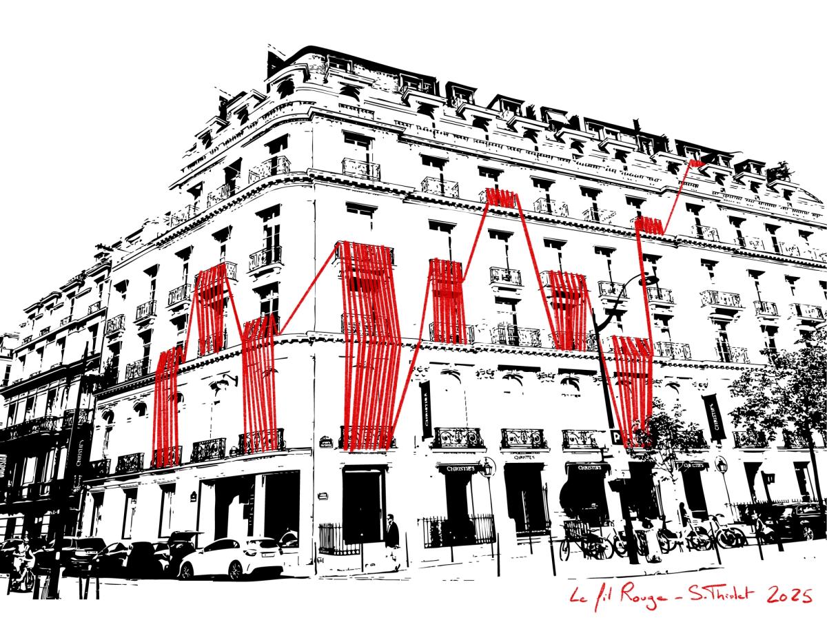 Dessin préparatoire pour Le Fil rouge, Stéphane Thidet, 2025.
© Christie's