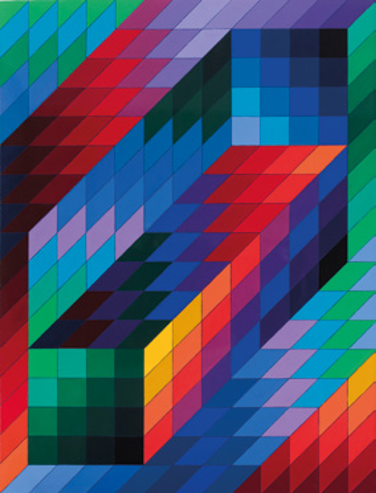 Victor Vasarely, Gestalt - 2, prototype départ, 1969, gouache sur carton. © Fondation Vasarely