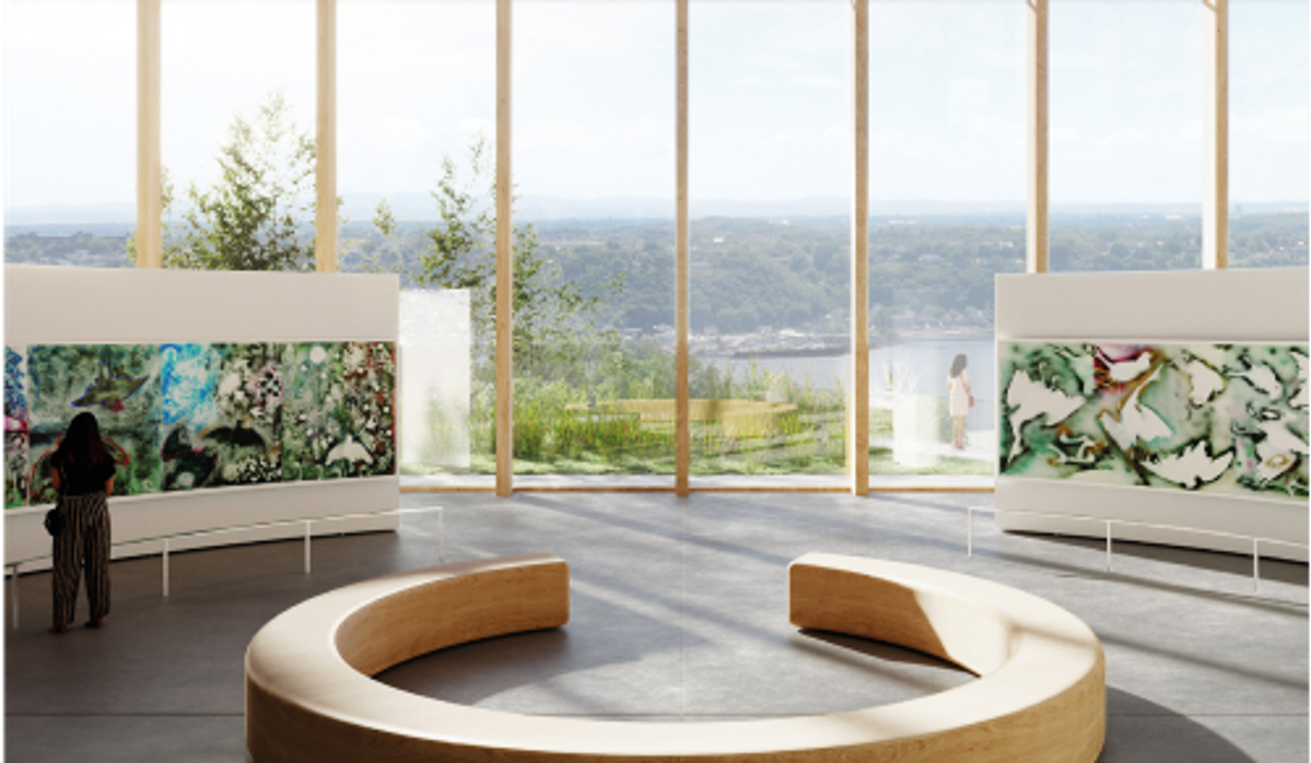 Prévisualisation de l’intérieur du futur Espace Riopelle au MNBAQ. © Les architectes fabg
