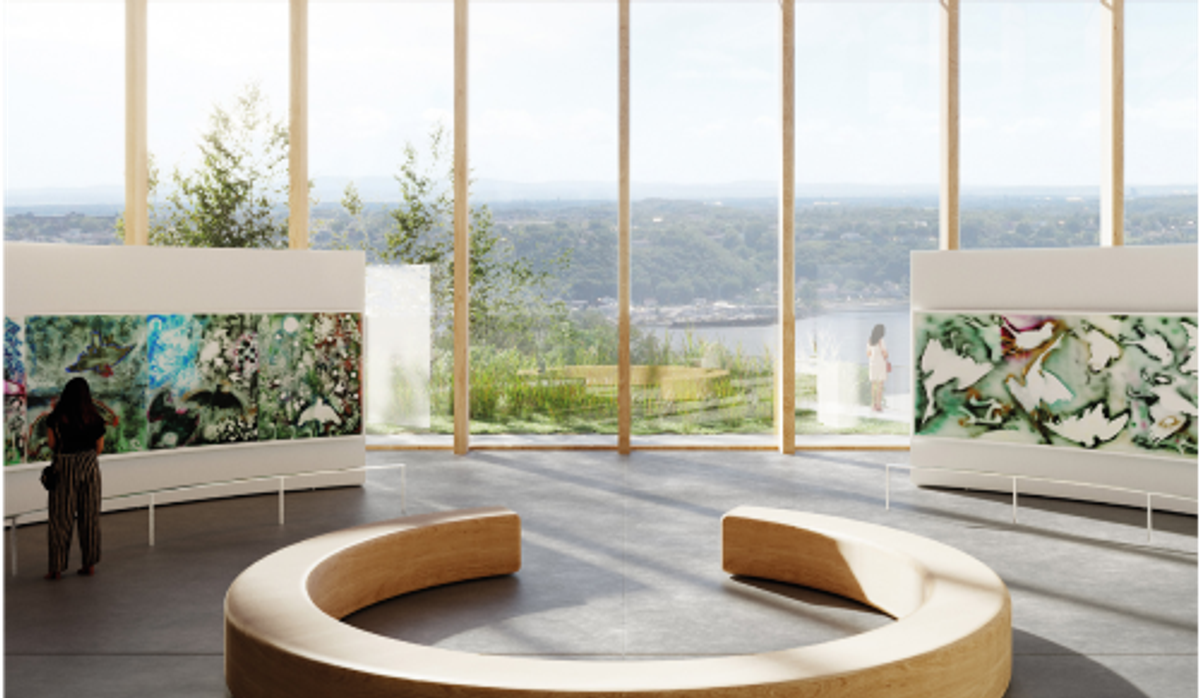 Prévisualisation de l’intérieur du futur Espace Riopelle au MNBAQ. © Les architectes fabg