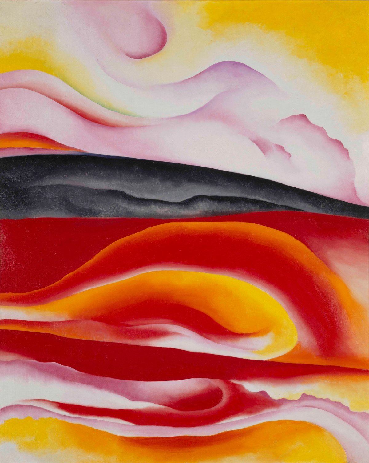 Georgia O’Keeffe, Red, Yellow and Black Streak (Stries rouge, jaune et noir), huile sur toile, 101,3 x 81,3 cm. Centre Pompidou, Musée national d’art moderne. Don de la Georgia O’Keeffe Foundation 1995. © Centre Pompidou, MNAM-CCI/Philippe Migeat/Dist. RMN-GP