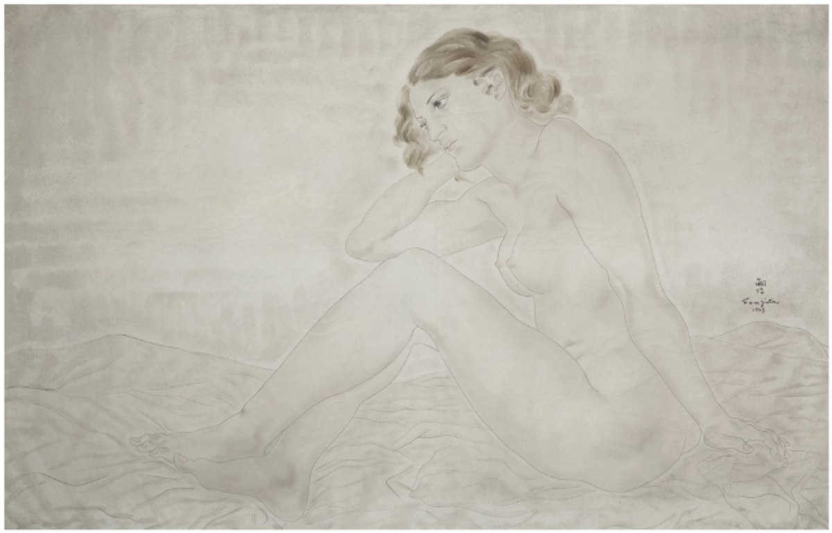 Léonard Tsugouharu Foujita, Nu assis (Jacqueline Barsotti Goddard), 1929, huile sur toile, est. 900000-1,3 million d’euros. © Bonhams