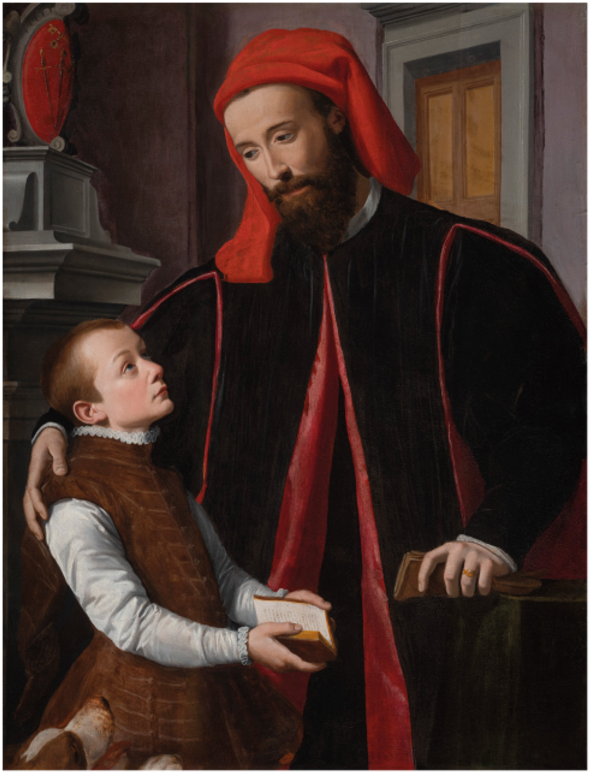 Santi di Tit, Portrait d’un sénateur membre de la famille Minerbetti avec son fils, vers 1565-1568, huile sur panneau. Courtesy Benappi Fine Art, Londre