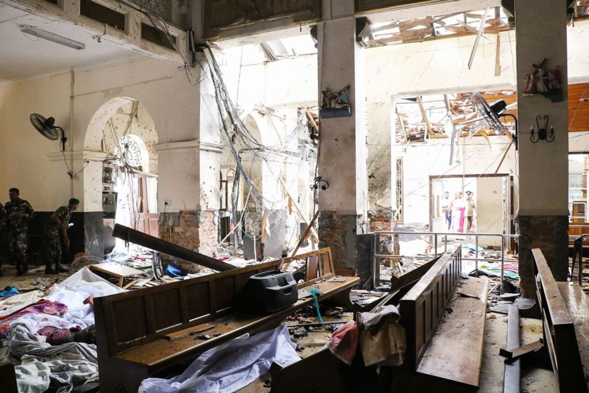 Dégâts après l’attentat à l’église Saint-Antoine de Colombo, au Sri-Lanka. © ISHARA S. KODIKARA/AFP/Getty Images