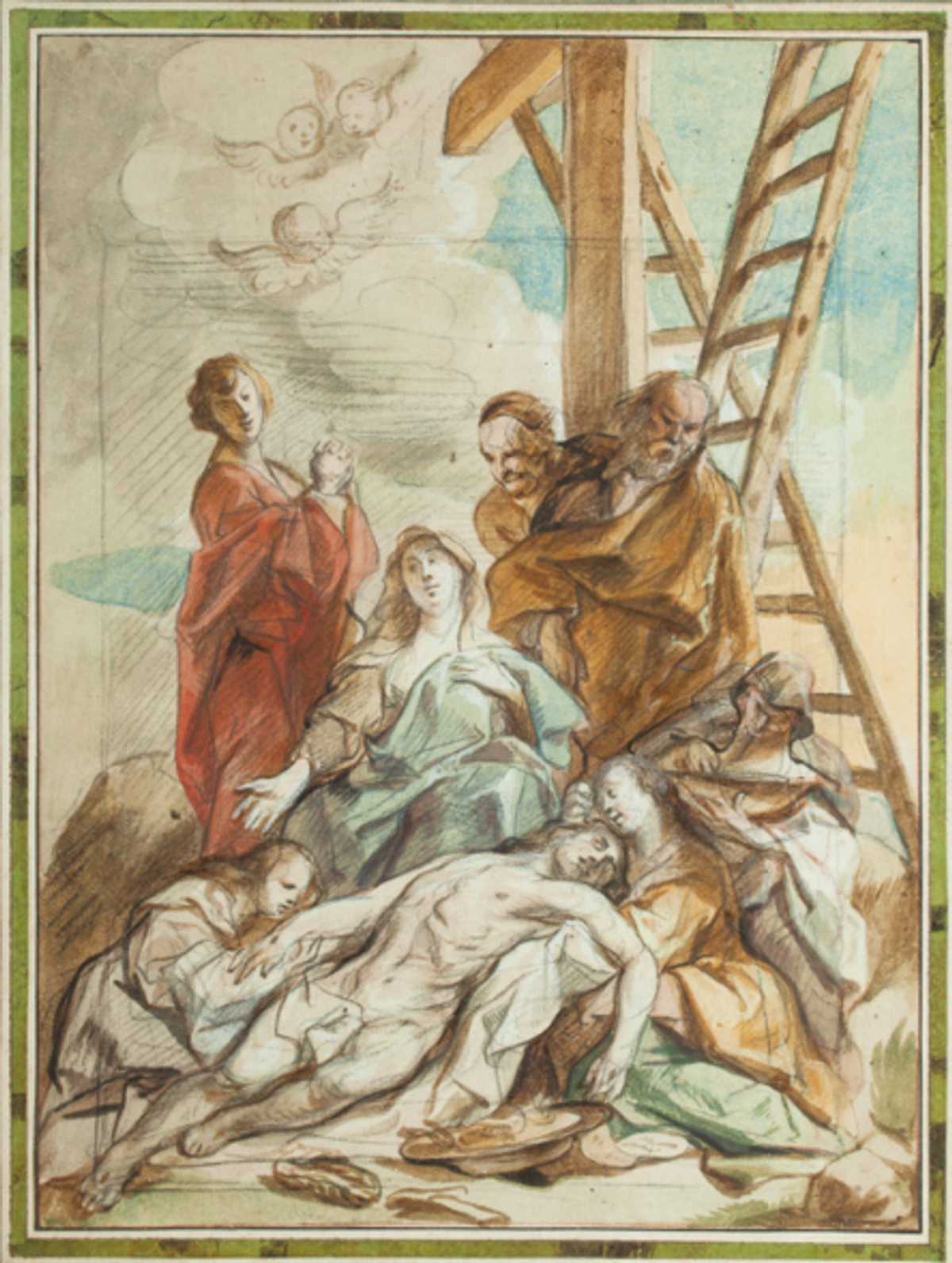 Jacob Jordaens, La Déposition, vers 1650, aquarelle et rehauts de gouache sur traits de crayon noir, est. 30 000 - 40 000 euros. © Millon/Cabinet de Bayser