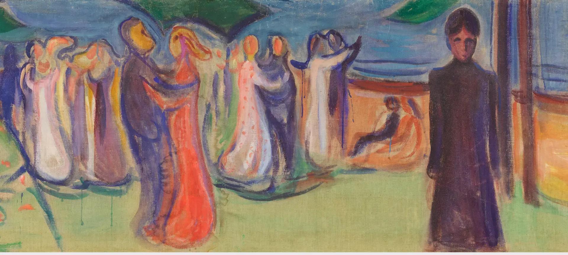 Détail de la partie centrale de Dance on the Beach d'Edvard Munch. Courtesy Sotheby's