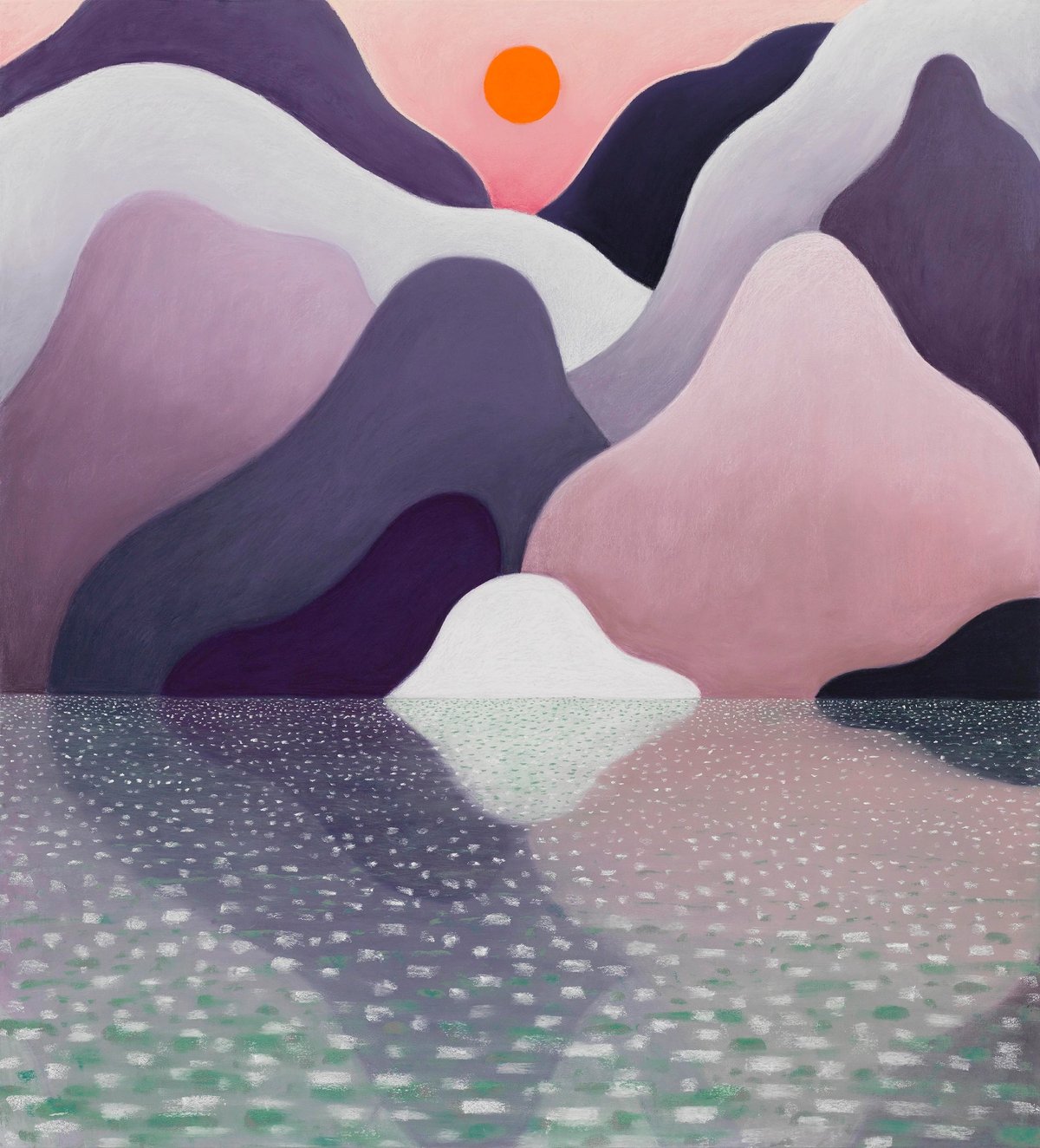 Nicolas Party, Coucher de soleil, 2021, huile sur toile, Shanghai, Long Museum. © Nicolas Party. Photo Adam Reich