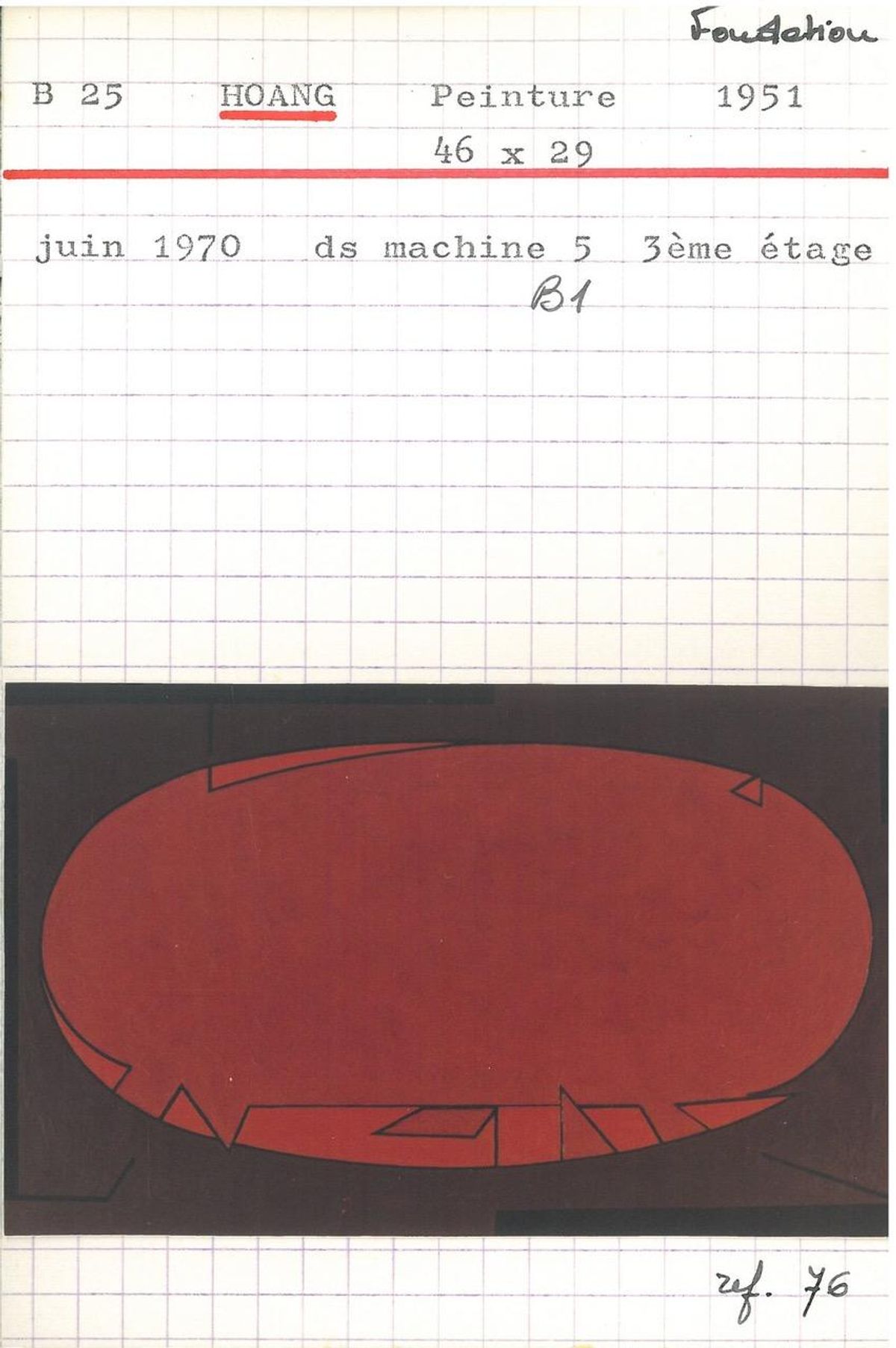 Fiche du tableau de Victor Vasarely, Hoang, de 1951. Courtesy Fondation Victor Vasarely