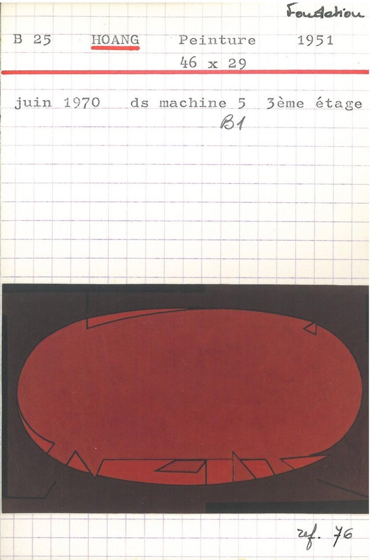 Fiche du tableau de Victor Vasarely, Hoang, de 1951. Courtesy Fondation Victor Vasarely