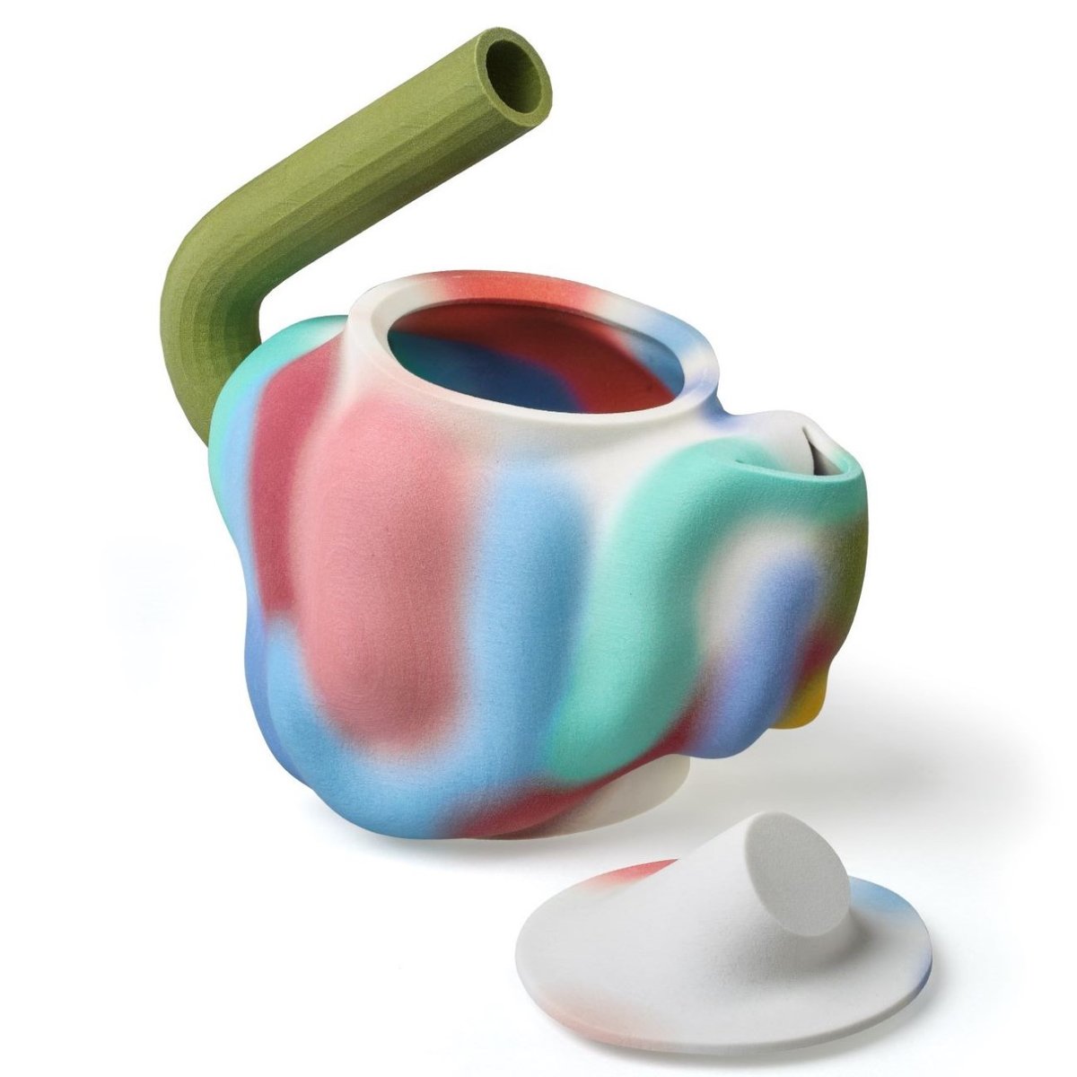 Laureline Galliot, Théière Teapot (prototype), 2017, sculpture numérique, volumes peints, impression 3D, achat grâce au mécénat du Cercle Design 20/21, 2019. © Les Arts Décoratifs. Photo : Christophe Dellière