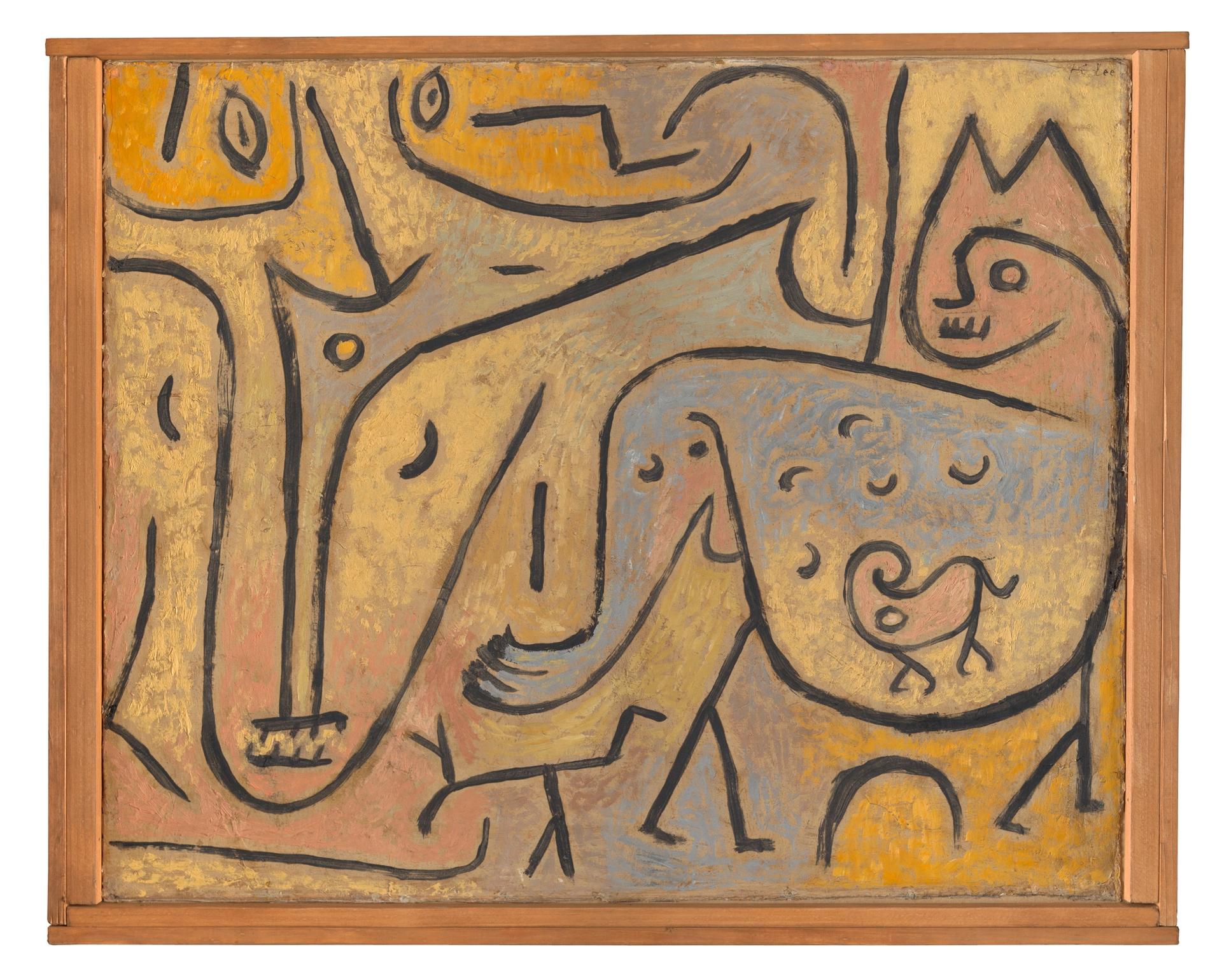 Paul Klee, Tiere begegnen sich [Des animaux se rencontrent], 1938, huile et couleur à la colle sur carton sur contreplaqué, collection particulière en dépôt au Zentrum Paul Klee, Berne. © Zentrum Paul Klee, Berne