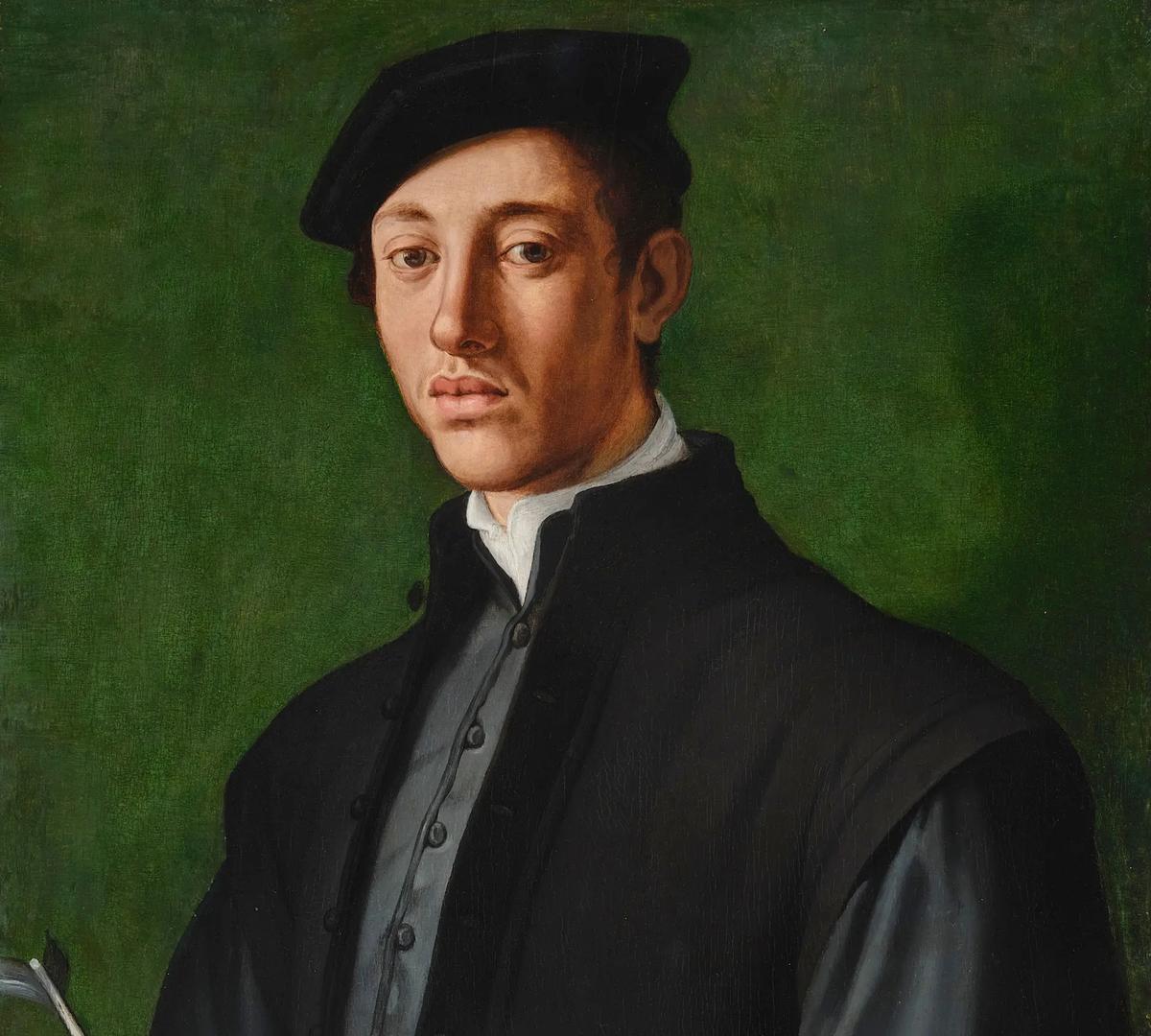 Agnolo di Cosimo, dit Bronzino, Portrait d’un jeune homme avec une plume d’oie et une feuille de papier, probablement un autoportrait de l’artiste (vers 1527). Courtesy Sotheby's