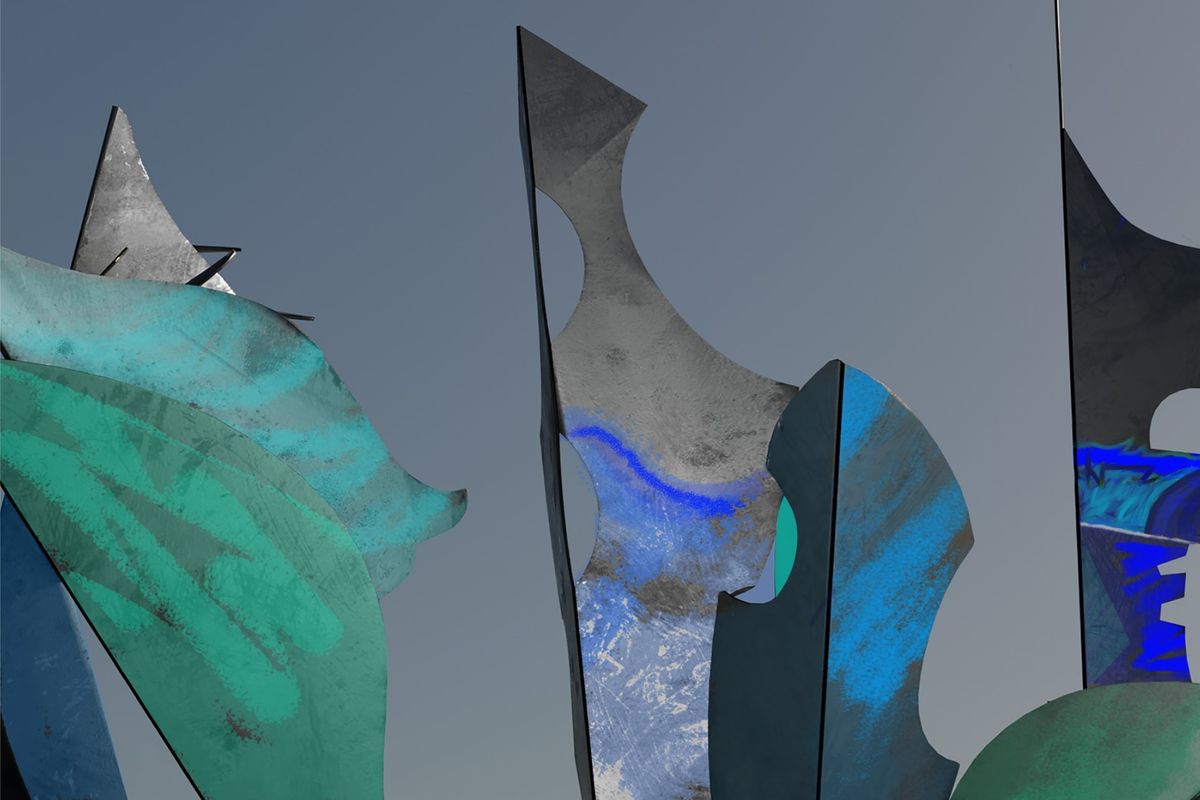 Ro Robertson, Drench (détail), 2022. © Ro Robertson. Rendu numérique : Mike Gregory / Pangaea Sculptors’ Centre. Courtesy the artist and MaximillianWilliam, Londres