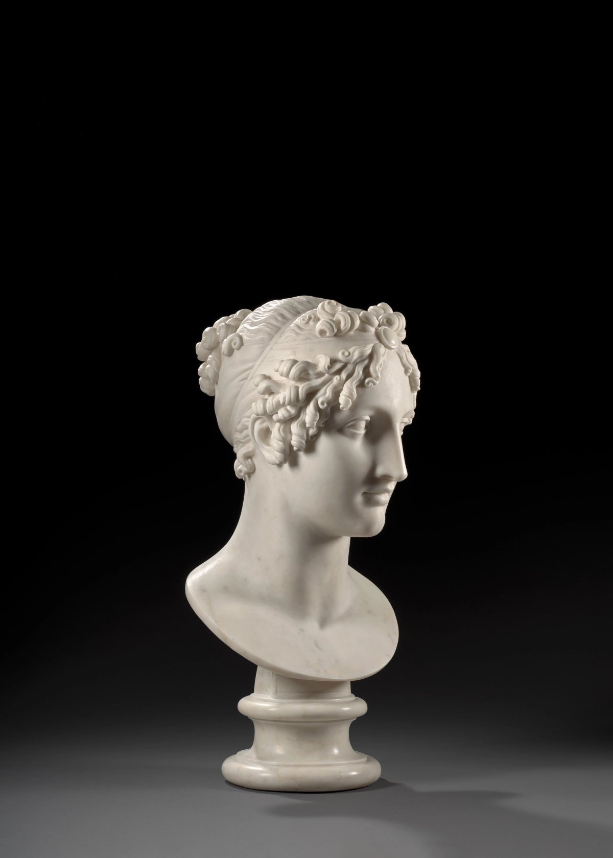 Antonio Canova, Tête de Calliope ou Portrait présumé de Marie-Louise de Habsbourg, impératrice des Français en Calliope, vers 1812, marbre, H. 56 cm. Courtesy Artcurial