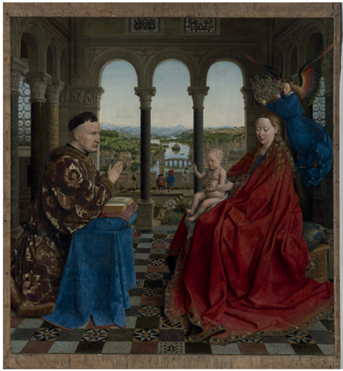Jan Van Eyck, La Vierge du chancelier Rolin (après restauration), vers 1435, huile sur panneau, Paris, musée du Louvre. © RMN-Grand Palais (musée du Louvre)/Michel Urtado