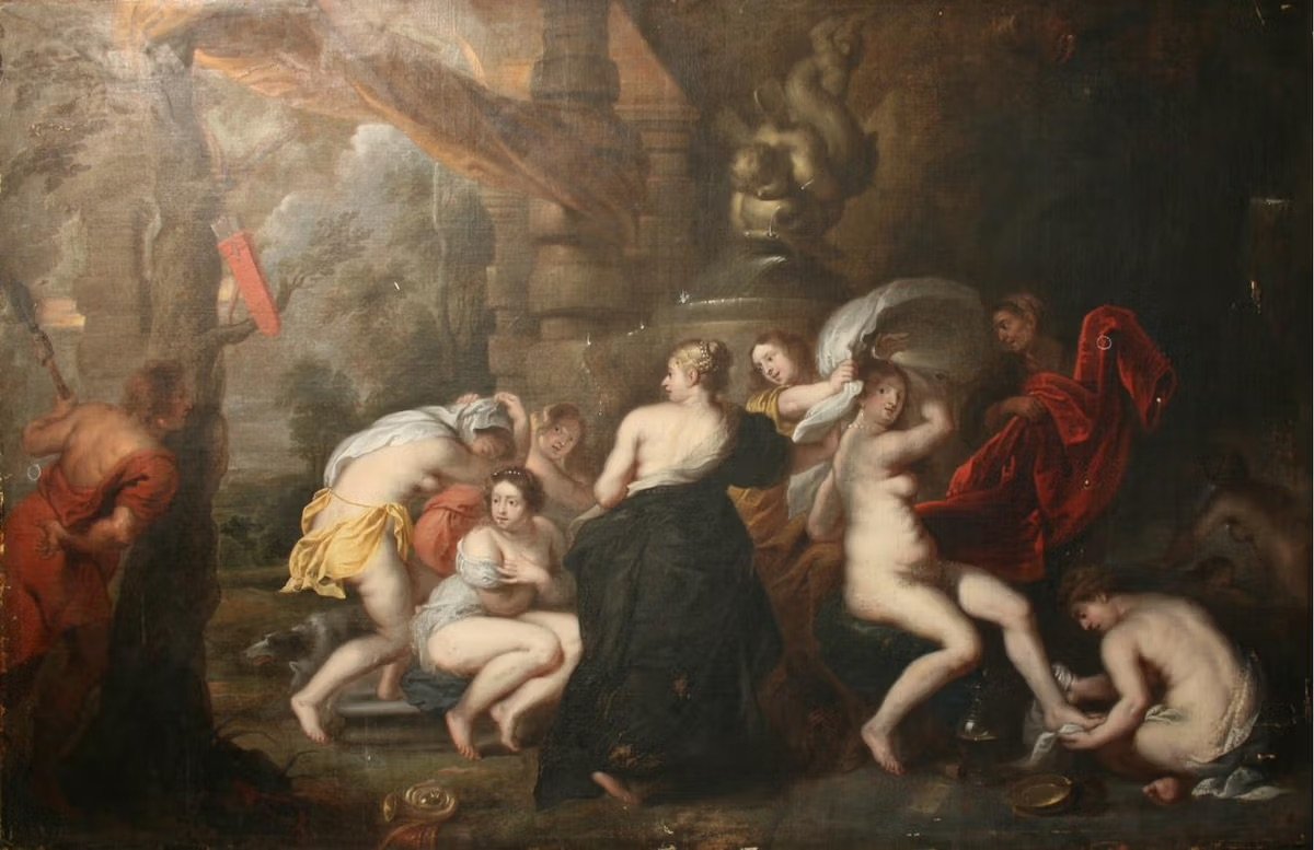 Tableau intitulé Le Bain de Diane (vers 1635), dont une partie a récemment été attribuée par une entreprise d’intelligence artificielle à Peter Paul Rubens. Collection particulière, France.