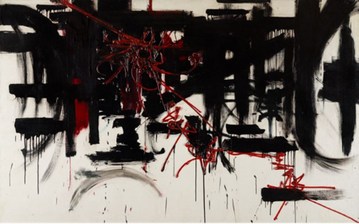 George Mathieu, sans titre, 1951, huile sur toile 128,5 x 196 cm. Crédit photographique: Fondation Gandur pour l'art, Genève. Photographie : Sandra Pointet