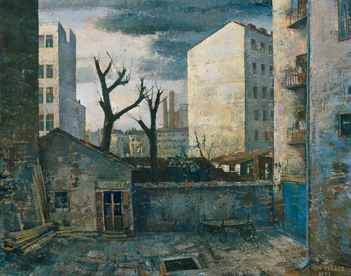 Erich Miller-Hauenfels, Hof zwischen Großstadthäusern, 1934, huile sur toile. © Belvedere, Vienne