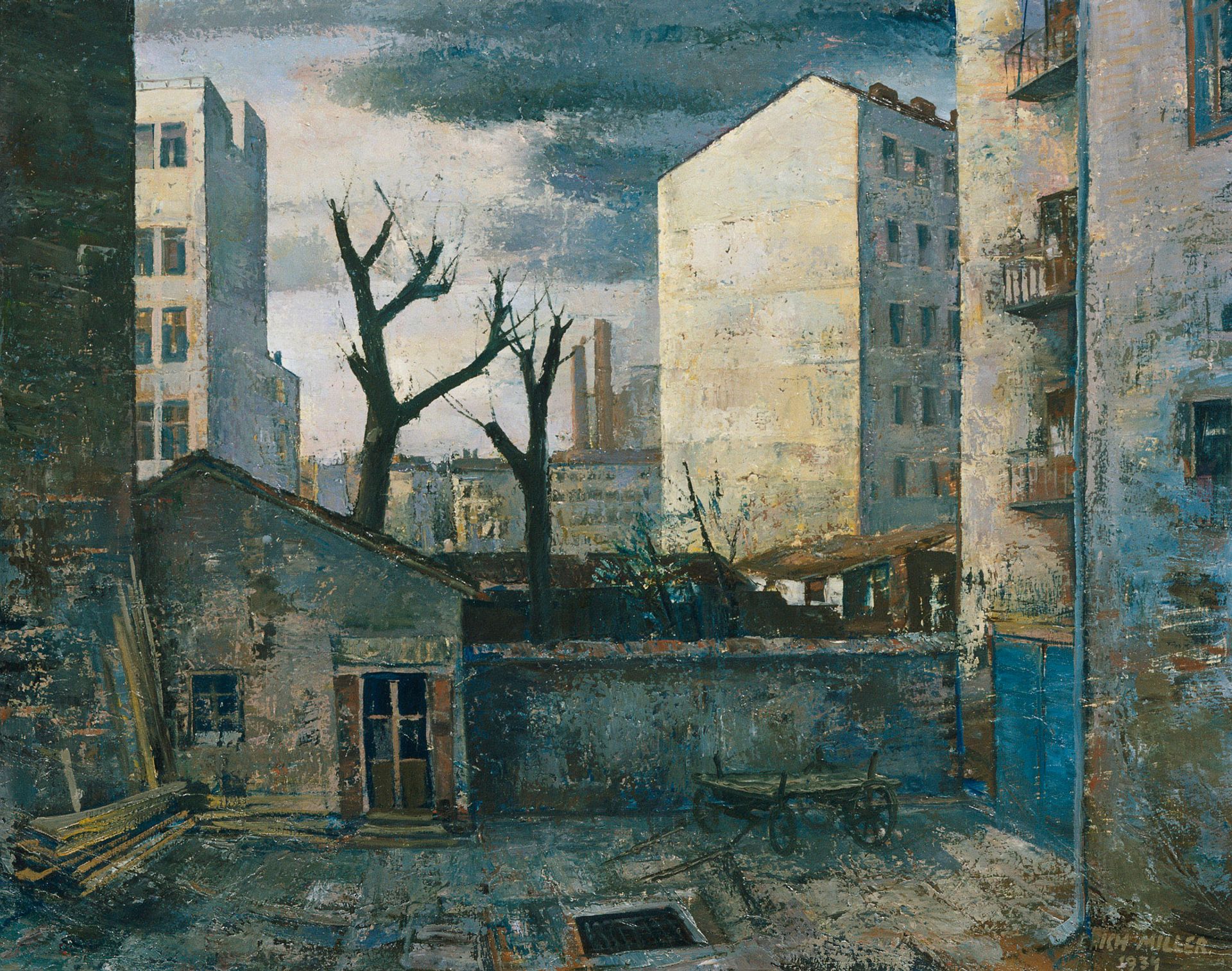 Erich Miller-Hauenfels, Hof zwischen Großstadthäusern, 1934, huile sur toile. © Belvedere, Vienne