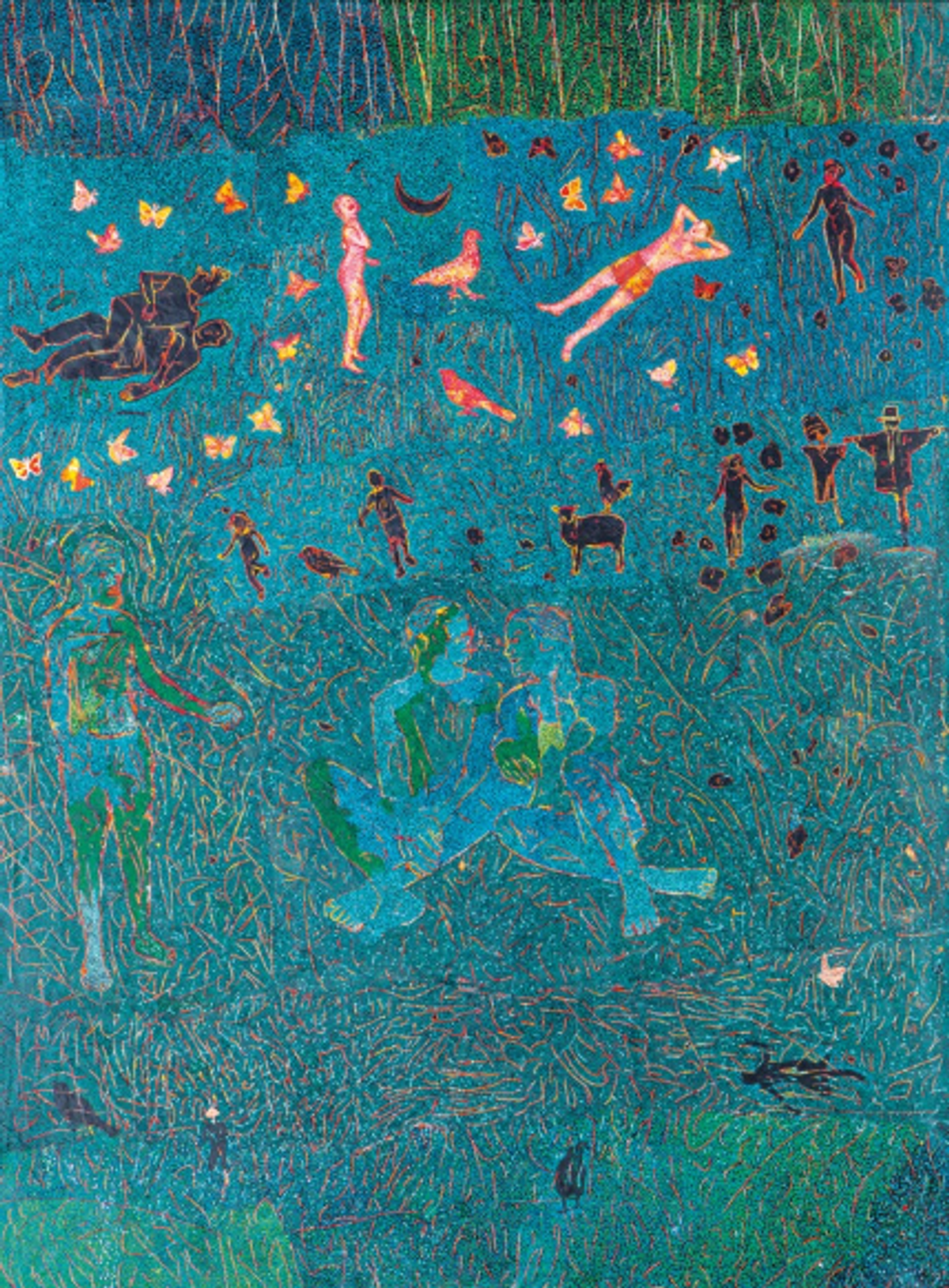 Slimen El Kamel, Écoutez et appréciez, 2020, acrylique sur toile. Courtesy de l’artiste et galerie La La Lande. Photo Firas Ben Khlifa