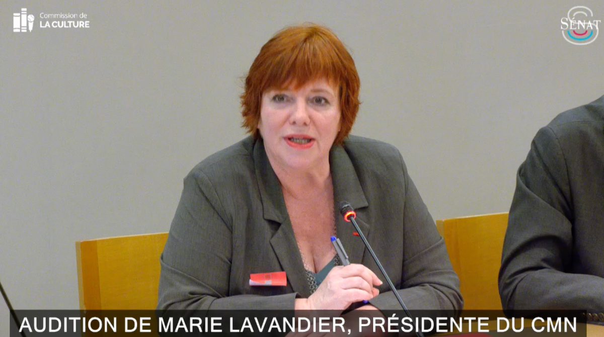 Marie Lavandier, présidente du Centre des monuments nationaux, lors de son audition devant la commission de la culture du Sénat, le 27 mai 2026. Sénat