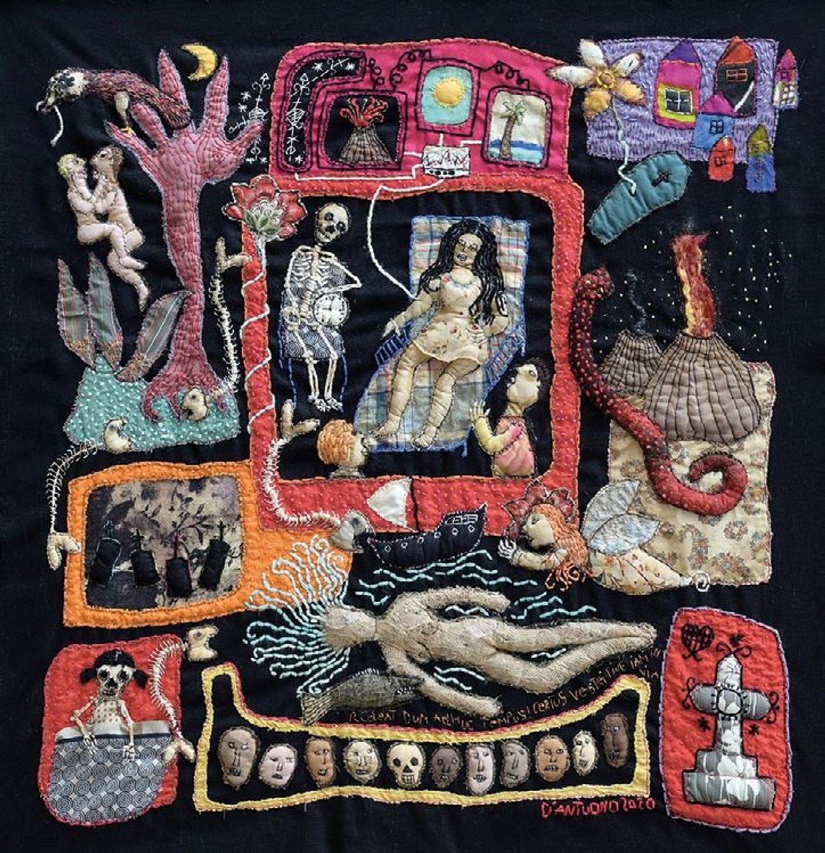 Barbara d’Antuono, Il est toujours temps..., 2020, tableau textile. © Barbara d’Antuono. Courtesy de la galerie Claire Corcia