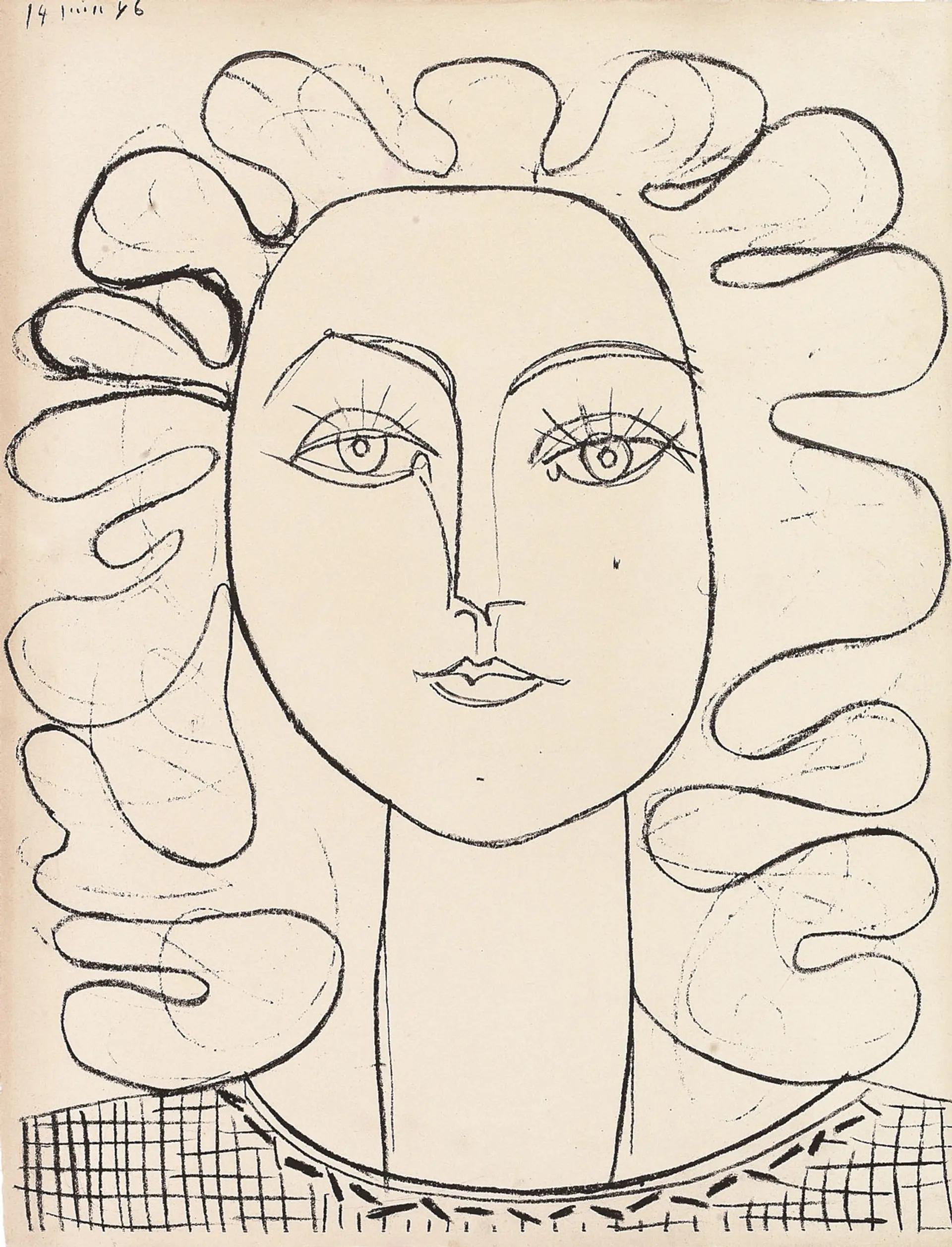 Pablo Picasso, Françoise aux cheveux ondulés (1946). © Succession Pablo Picasso, VG Bild-Kunst, Bonn