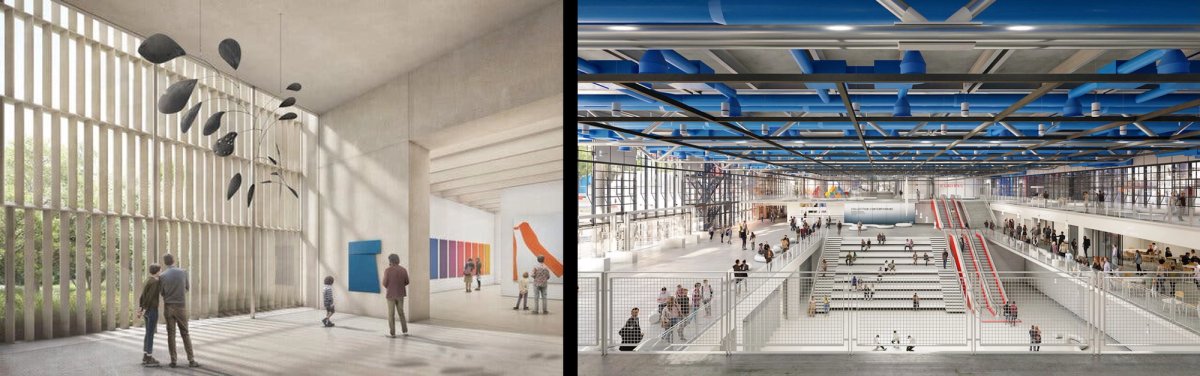 À gauche: Futurs espaces du Metropolitan Museum of Art à New York. © Filippo Bolognese Images, Frida Escobedo Studio_Tang Wing, The Metropolitan Museum of Art
À droite: Futurs espaces du Centre Pompidou à Paris. © Moreau Kusunoki en association avec Frida Escobedo Studio_ Centre Pompidou 2030