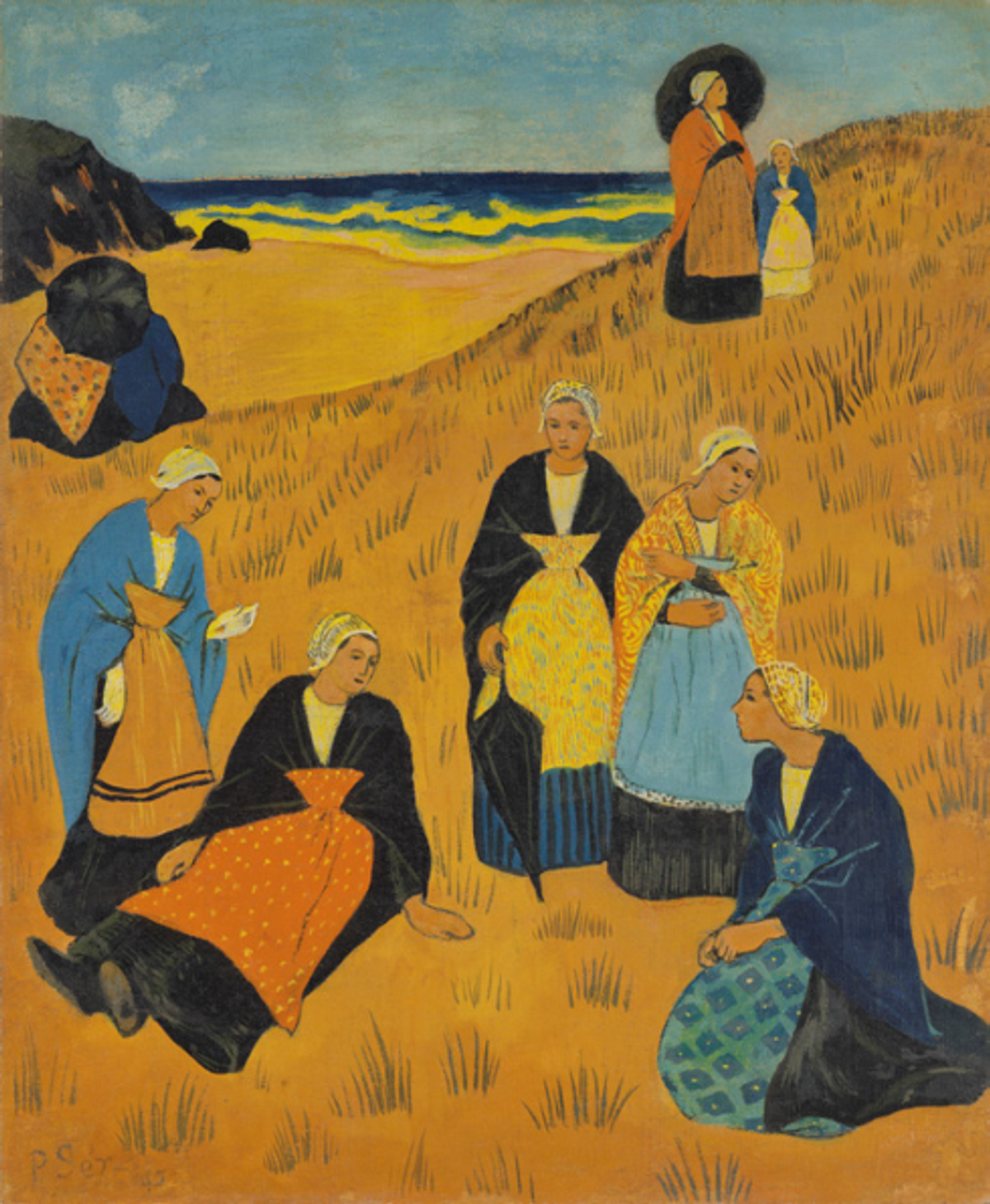 Paul Sérusier, Filles de Douarnenez ou Bretonnes aux châles ou Dans les dunes à Douarnenez, 1895, tempera sur toile. © Christie’s