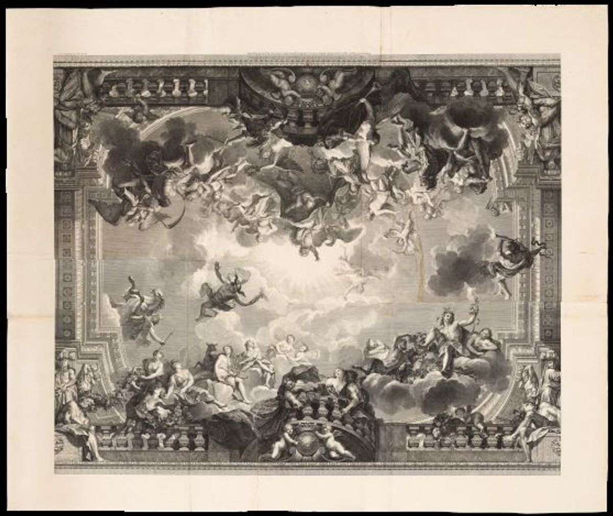 Nicolas-Henri Tardieu, d’après Antoine Coypel, L’Assemblée des Dieux, 1717, estampe, burin et eau-forte. 86,4×104 cm. Paris, Bibliothèque nationale de France. © Bibliothèque nationale de France