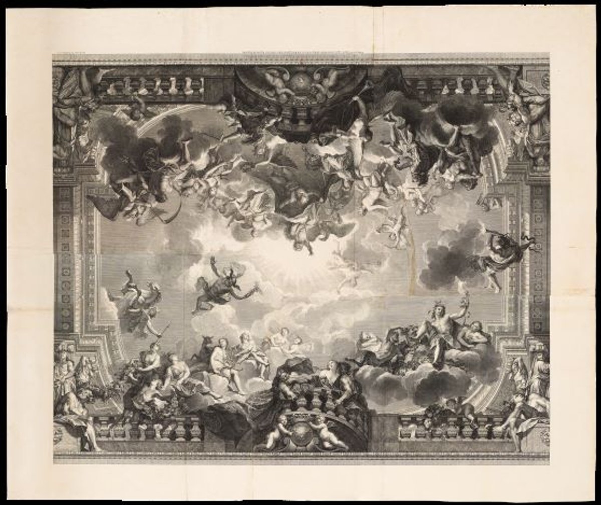 Nicolas-Henri Tardieu, d’après Antoine Coypel, L’Assemblée des Dieux, 1717, estampe, burin et eau-forte. 86,4×104 cm. Paris, Bibliothèque nationale de France. © Bibliothèque nationale de France