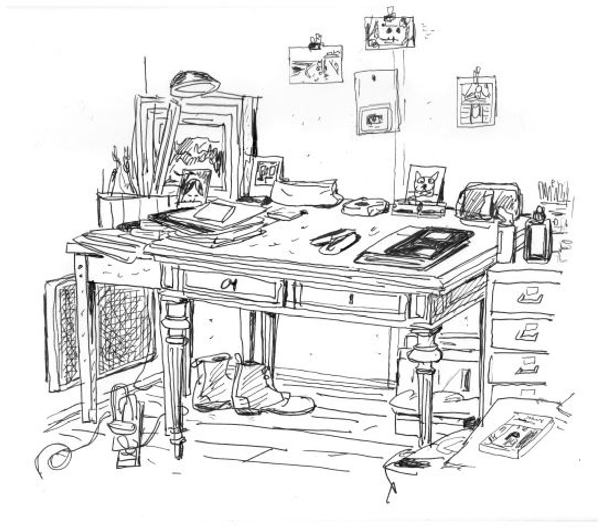 Bureau du grand-père de Mathieu Sapin, dans l’atelier du dessinateur à Paris.
© Mathieu Sapin