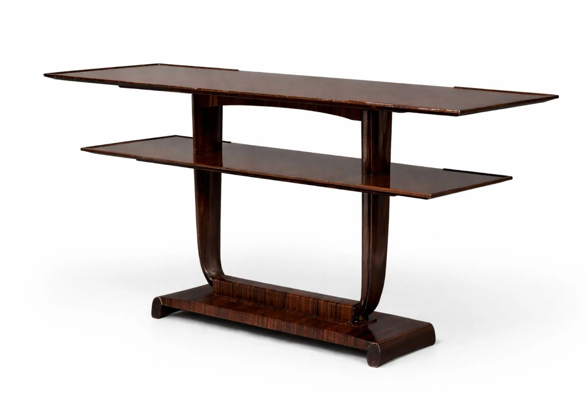 Jacques-Émile Ruhlmann, console rectangulaire à deux plateaux, ébène de Macassar et placage d'ébène de Macassar sur bâti en chêne. Courtesy Ruffat enchères