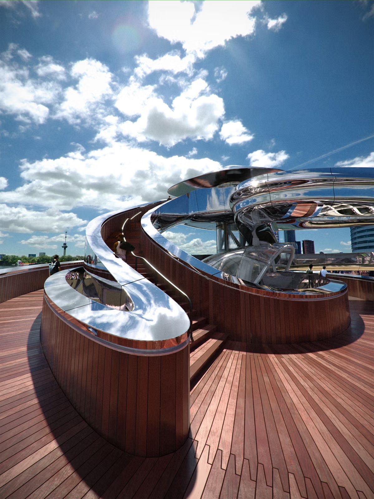 La Tornade, spectaculaire escalier à double hélice signé Ma Yansong (MAD Architects), constitue la pièce maîtresse du nouveau musée Fenix à Rotterdam. Courtesy : MAD Architects