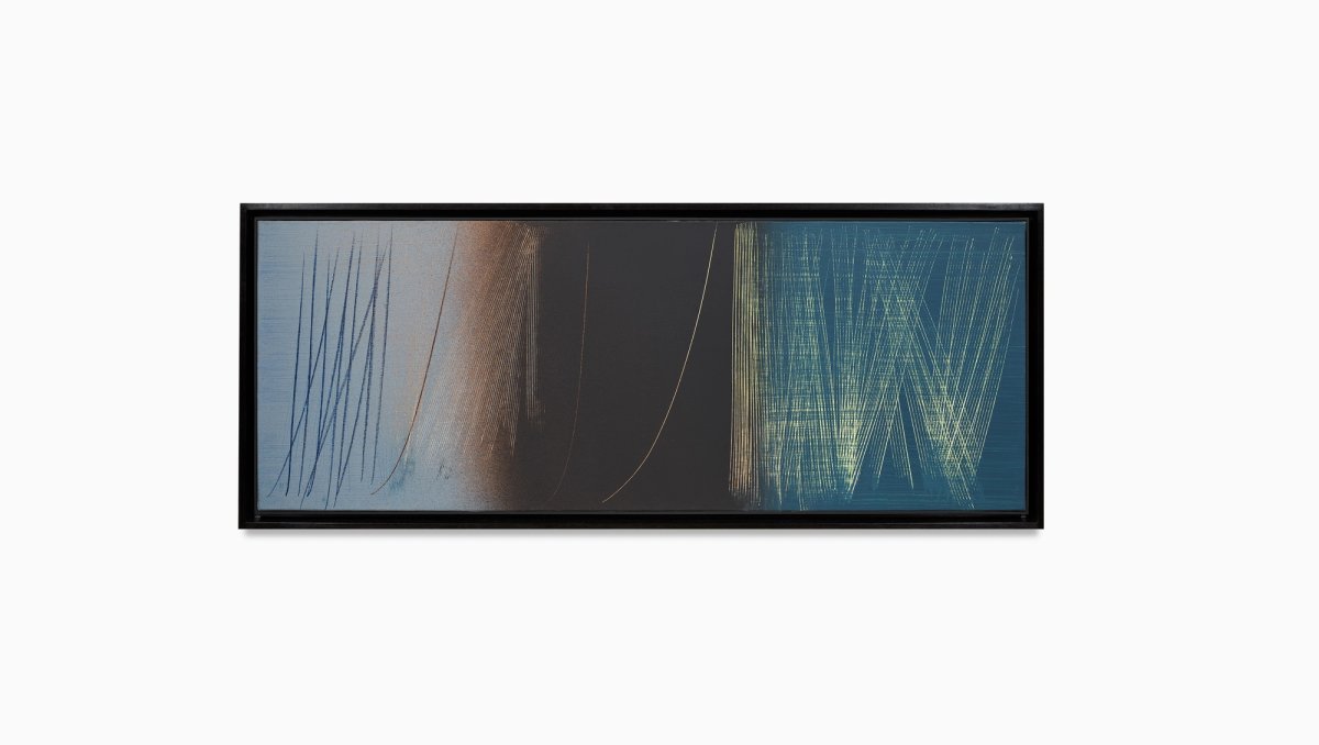 Hans Hartung, T1962-K30, 1962, vinylique, pastel et grattage sur toile, 57x150 cm, Galerie A&R Fleury. Courtesy Art Monte Carlo