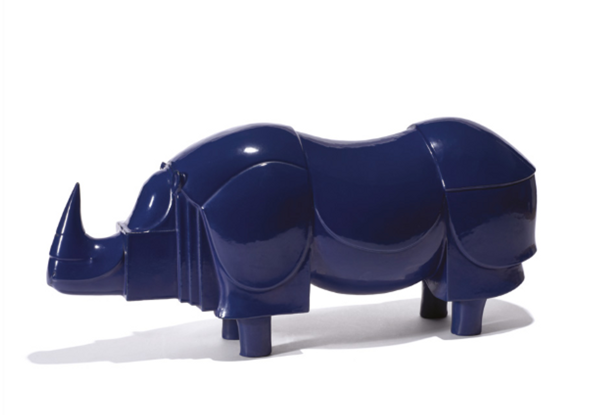 François-Xavier Lalanne, Le Rhinocéros bleu, 1981, fonte émaillée
bleue, est. 30 000-50 000 euros. © Artcurial