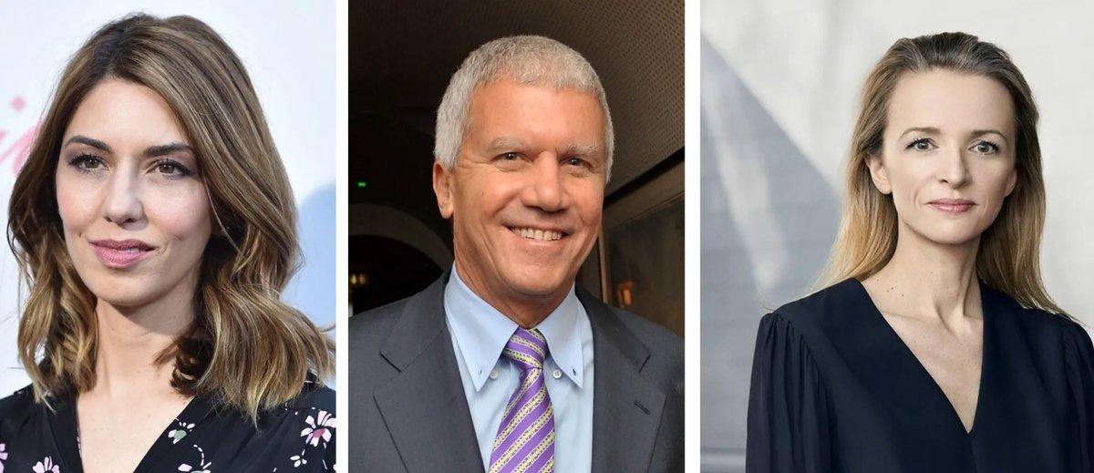 Membres du conseil d’administration de la galerie Gagosian. De gauche à droite : Sofia Coppola, Larry Gagosian, Delphine Arnault. Images : Courtesy de Gagosian ; LVMH