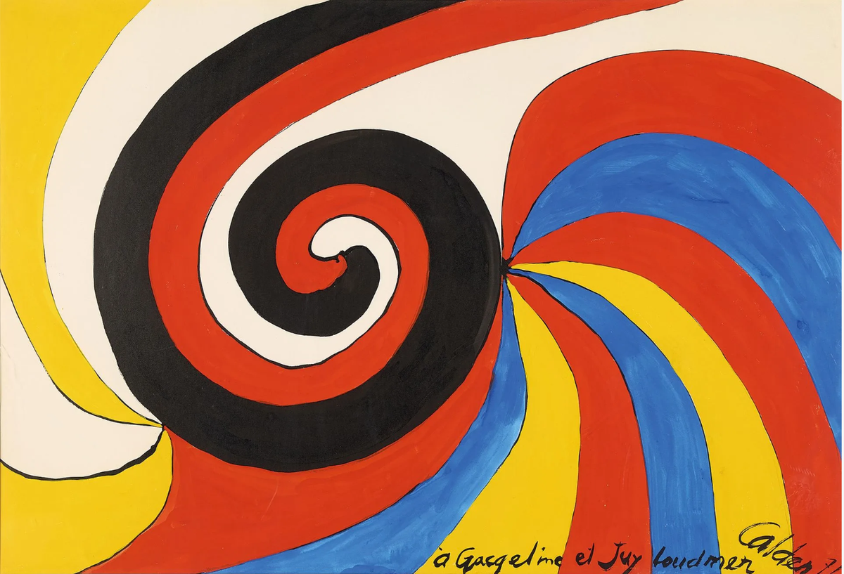 Alexander Calder, Sans titre, gouache sur papier signée, datée et dédicacée « à Jacqueline et Guy Loudmer ». Courtesy Auction Art rémy le fur & associés
