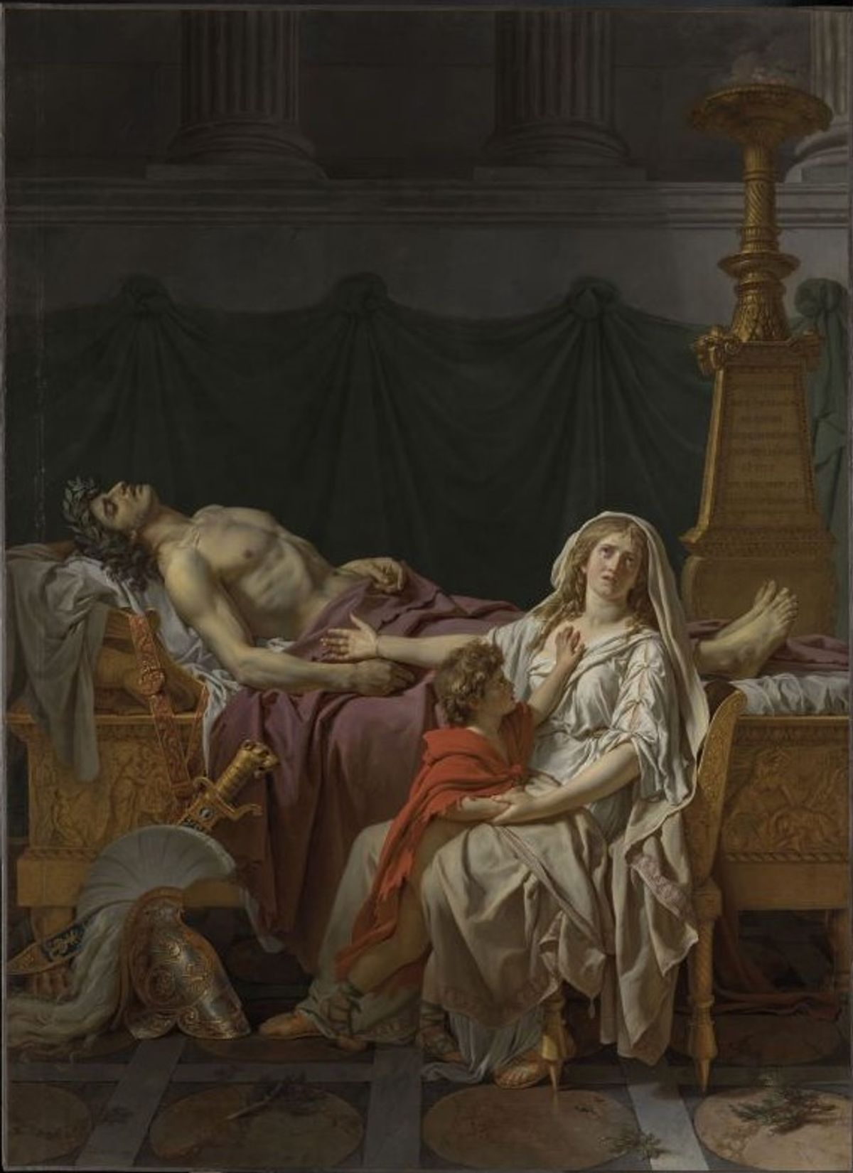 Jacques-Louis David, La Douleur et les regrets d’Andromaque sur le corps d’Hector, 1783, huile sur toile, musée du Louvre, Paris. © GrandPalaisRmn (musée du Louvre)/ Mathieu Rabeau