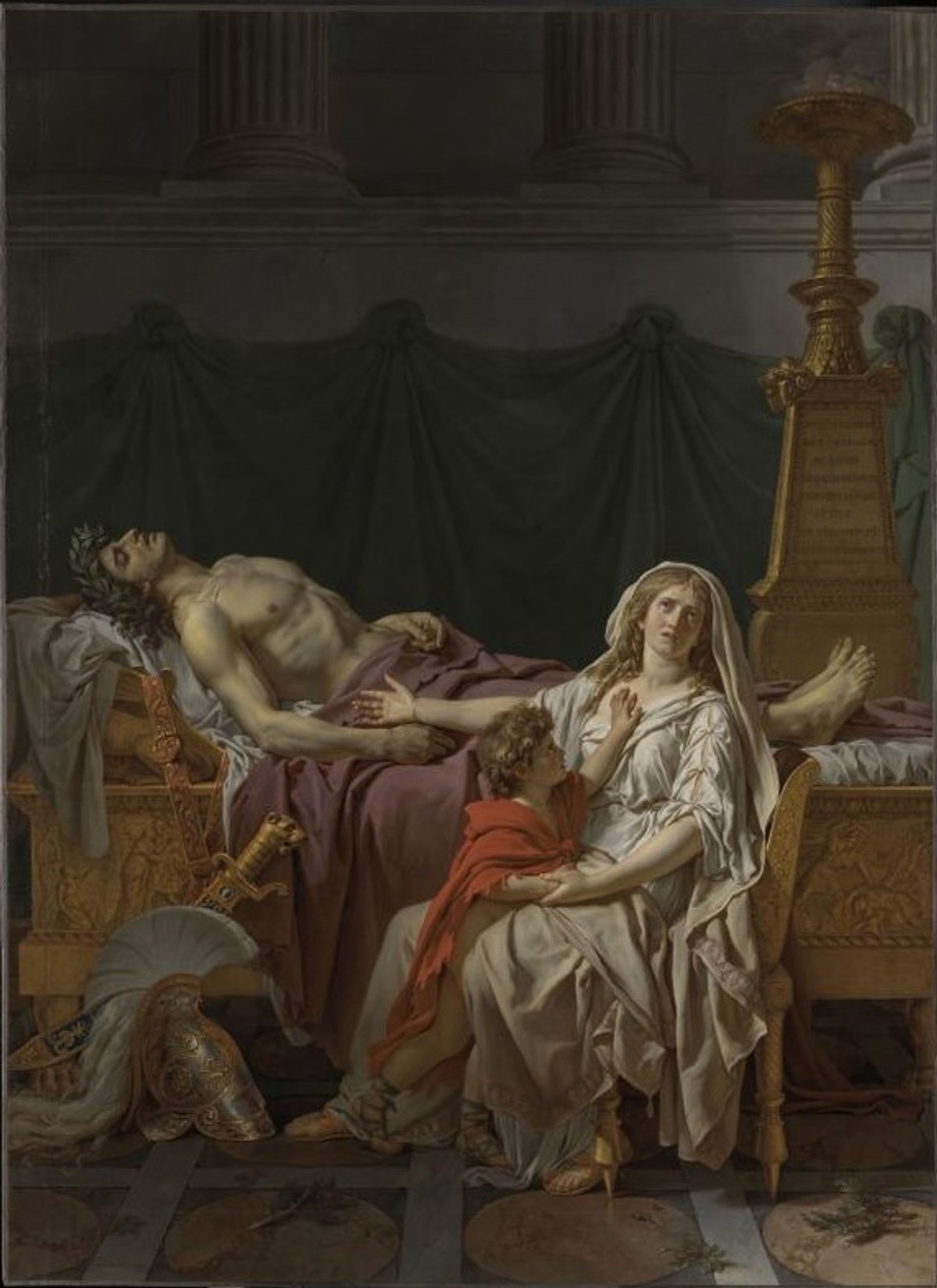Jacques-Louis David, La Douleur et les regrets d’Andromaque sur le corps d’Hector, 1783, huile sur toile, musée du Louvre, Paris. © GrandPalaisRmn (musée du Louvre)/ Mathieu Rabeau