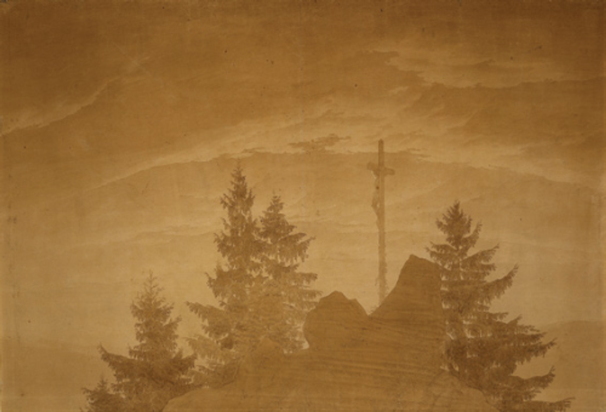 Caspar David Friedrich, Das Kreuz im Gebirge (La Croix dans les montagnes, détail), vers 1805-1807, huile sur toile. © Staatliche Museen zu Berlin, Kupferstichkabinett/Reinhard Saczewski