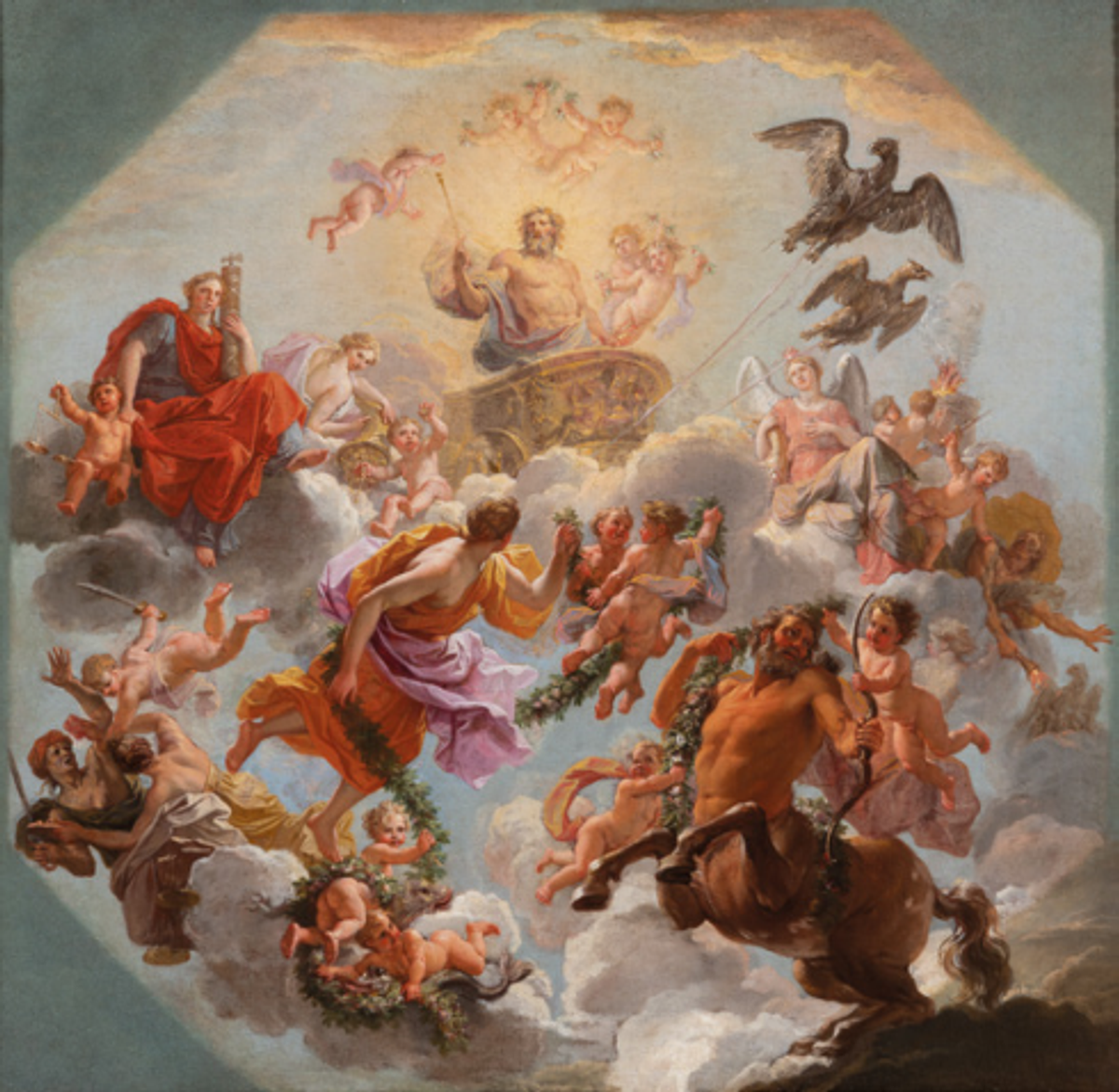 Noël Coypel, Le Char de Jupiter entre la Justice et la Piété, vers 1671- 1672, huile sur toile, château-musée et domaine national de Versailles. © RMN-Grand Palais (château de Versailles)/ Christophe Fouin