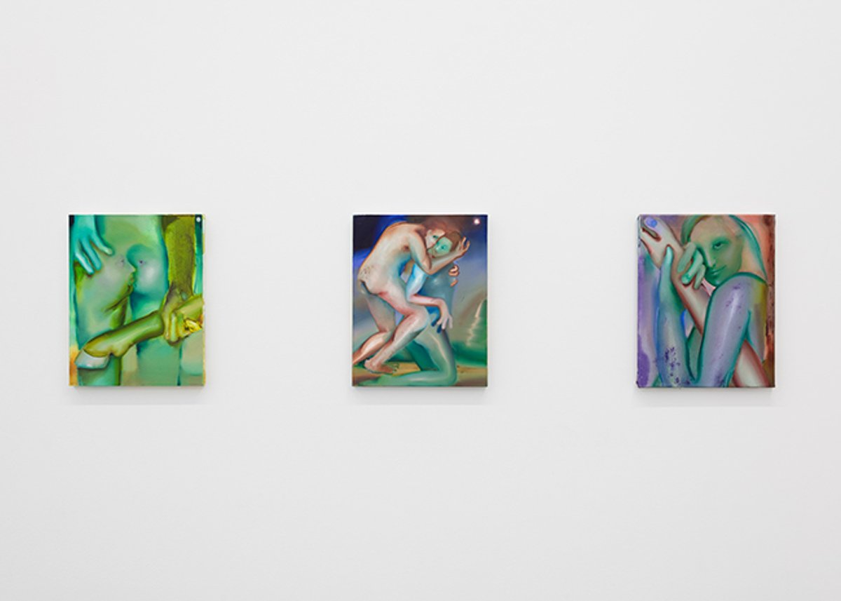 Des œuvres d’Elizabeth Glaessner dans l’exposition « Les Yeux clos (Eyes Closed) », Perrotin, Paris, 2021. Courtesy de l’artiste et Perrotin. Photo : Claire Dorn